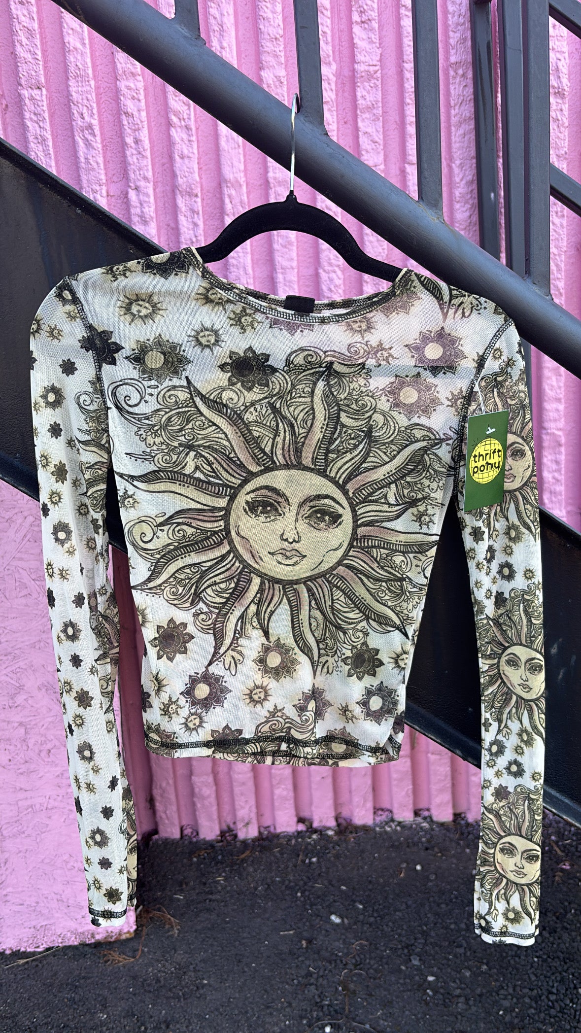 black tan urban outfitters sheer mesh sun ls, s