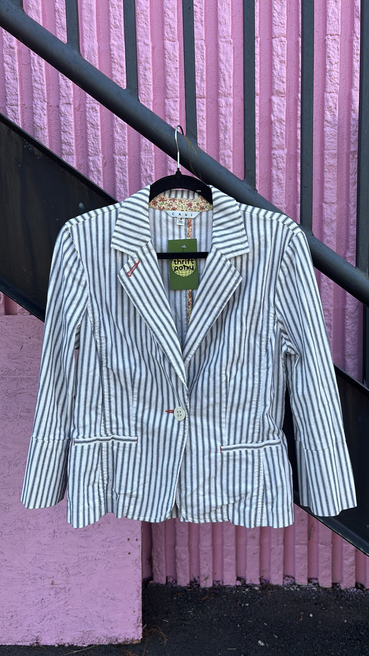 white blue cabi striped blazer, 8