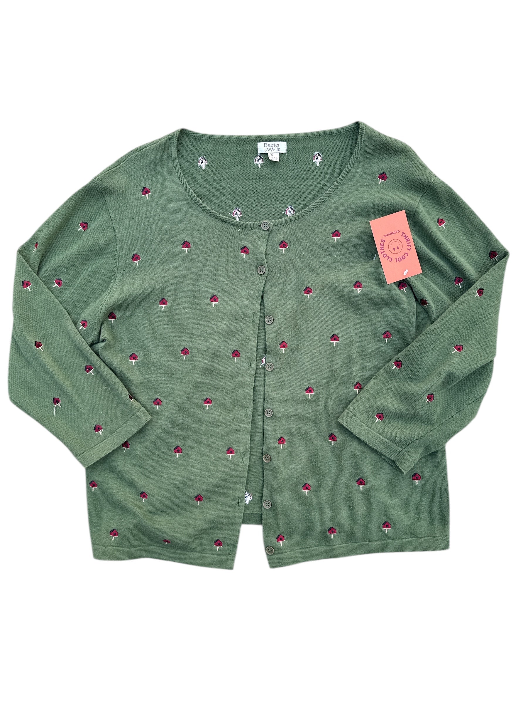 Green Baxter Wells Birdhouse cardi, Xl