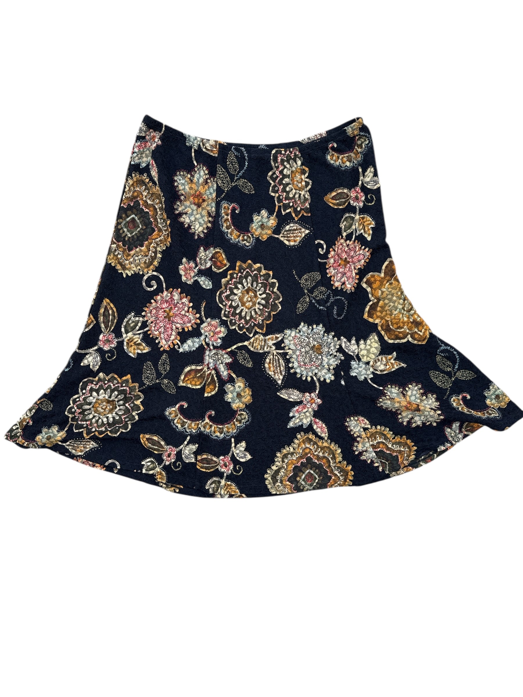 tan black west end floral print midi skirt, PL