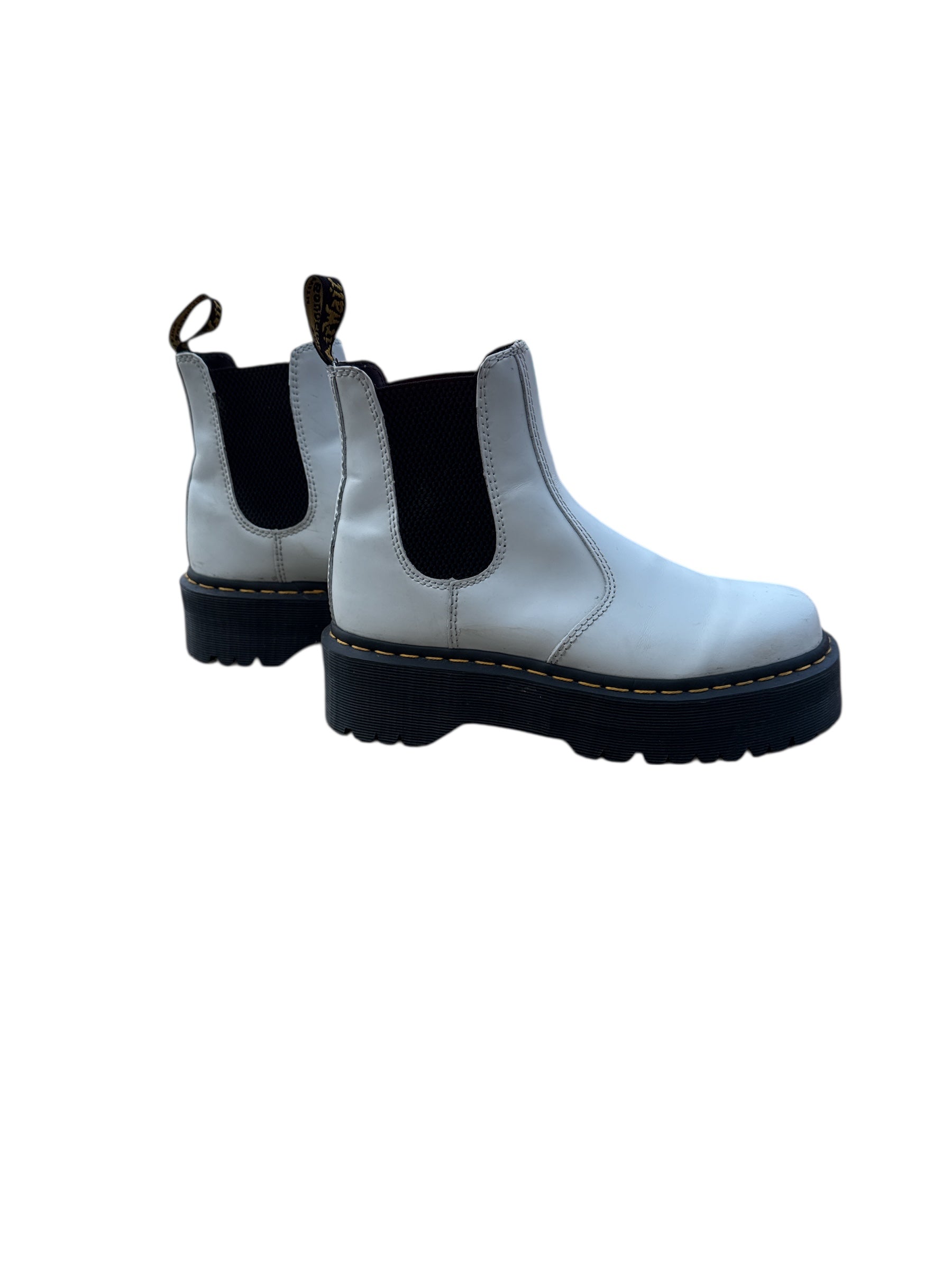 white doc marten chelsea platform boot, 6 women's