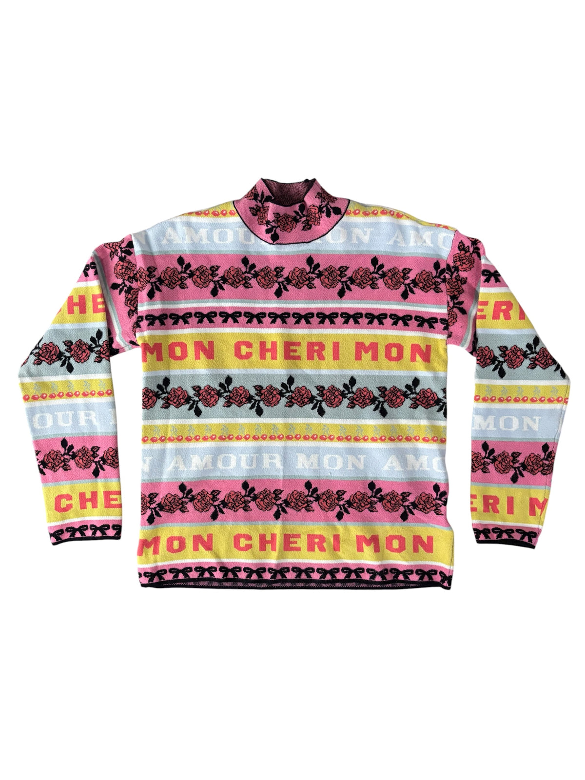 Pink multi Maeve Mon cheri roses stripe sweater, S