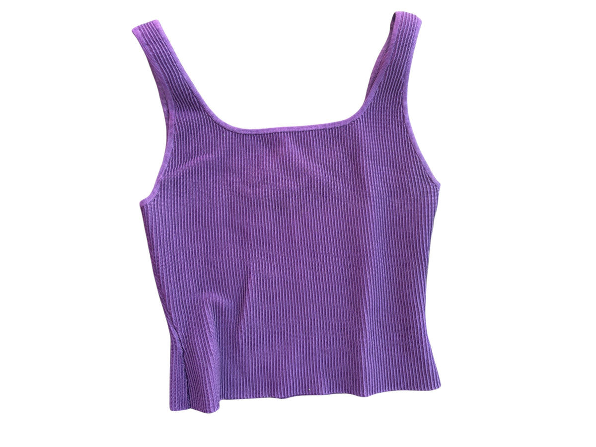 purple babaton ribbed square neck tank, m
