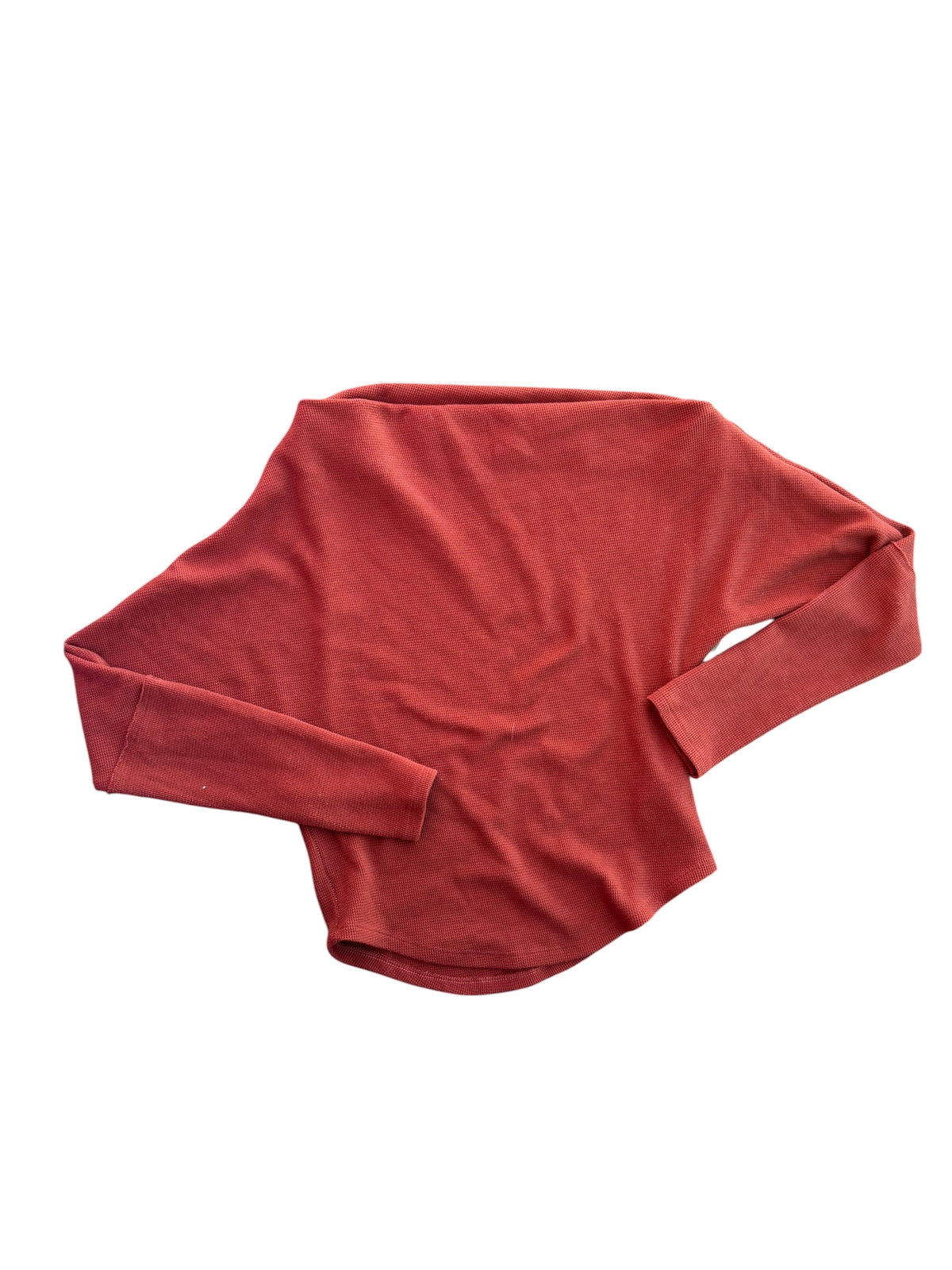 orange we the free waffle knit wide neck ls, xs