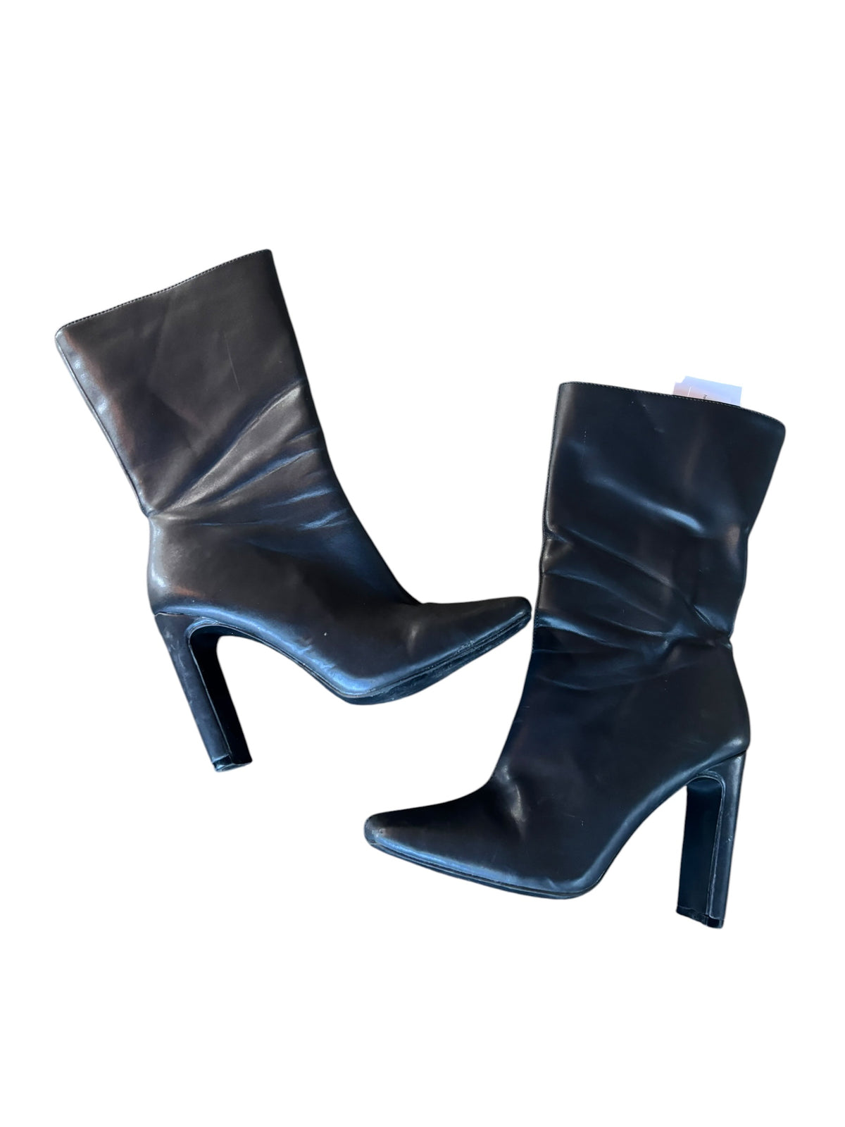 black boohoo heeled boot calf, 6