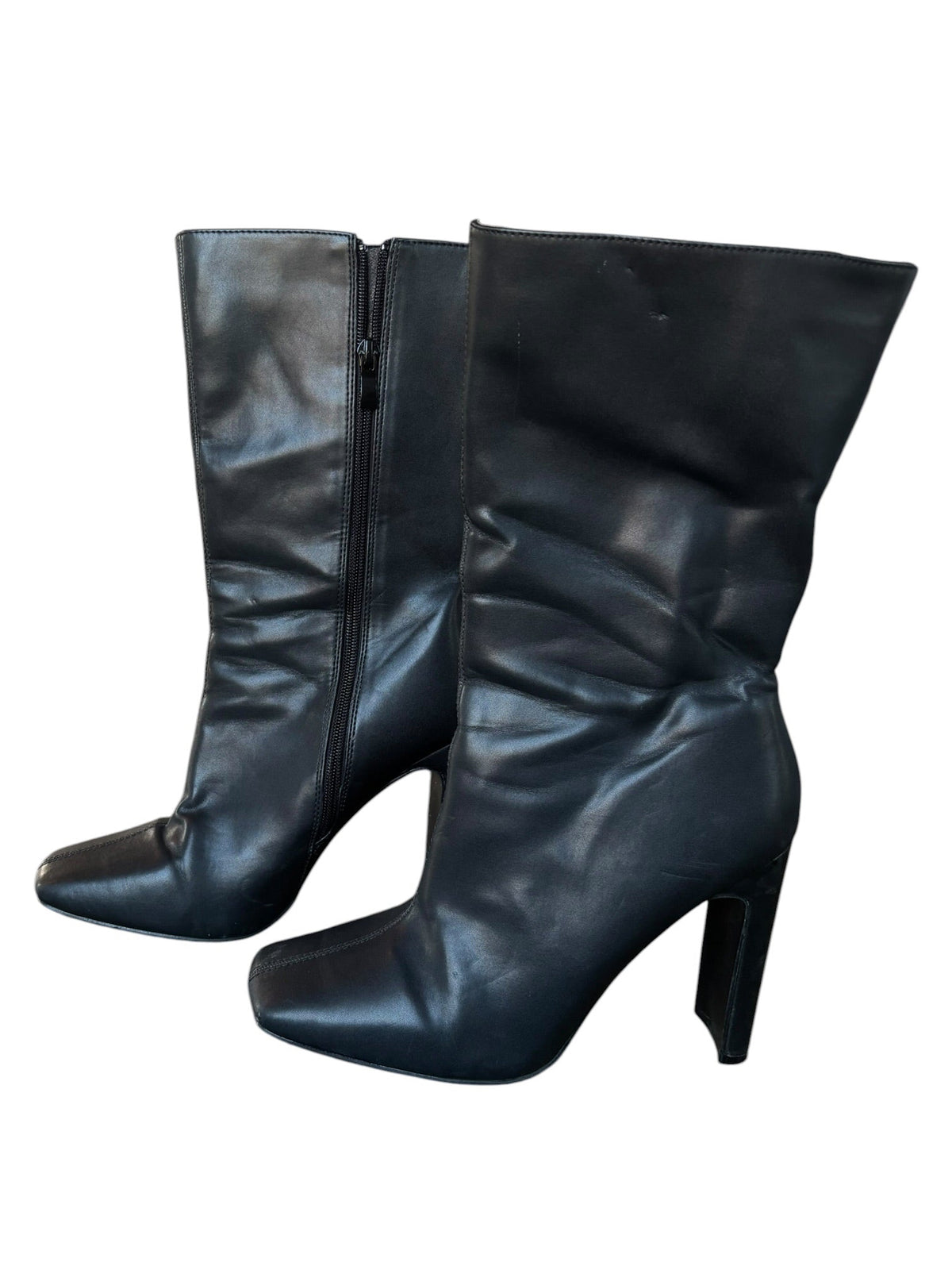 black boohoo heeled boot calf, 6