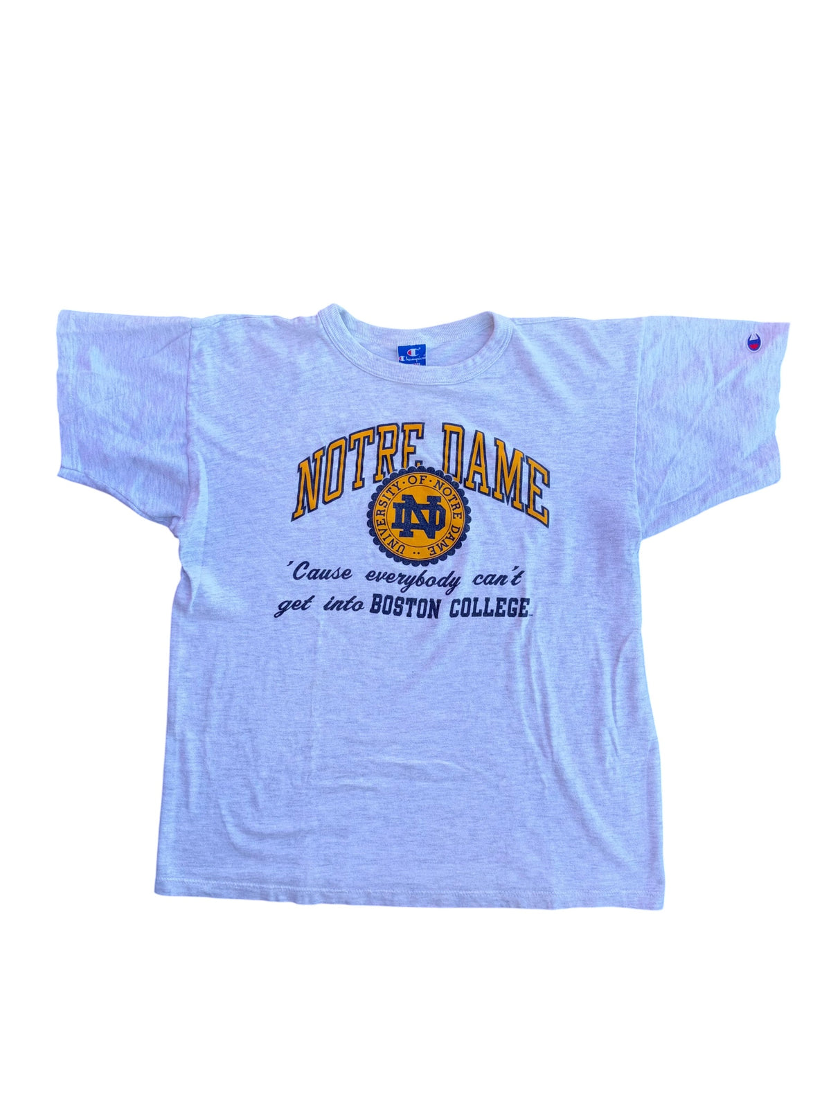 Light Gray champion notre dame tshirt, XL