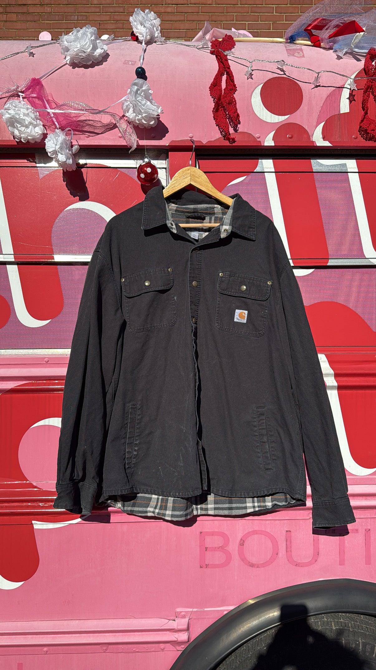 black carhartt snap button canvas jacket, 2x