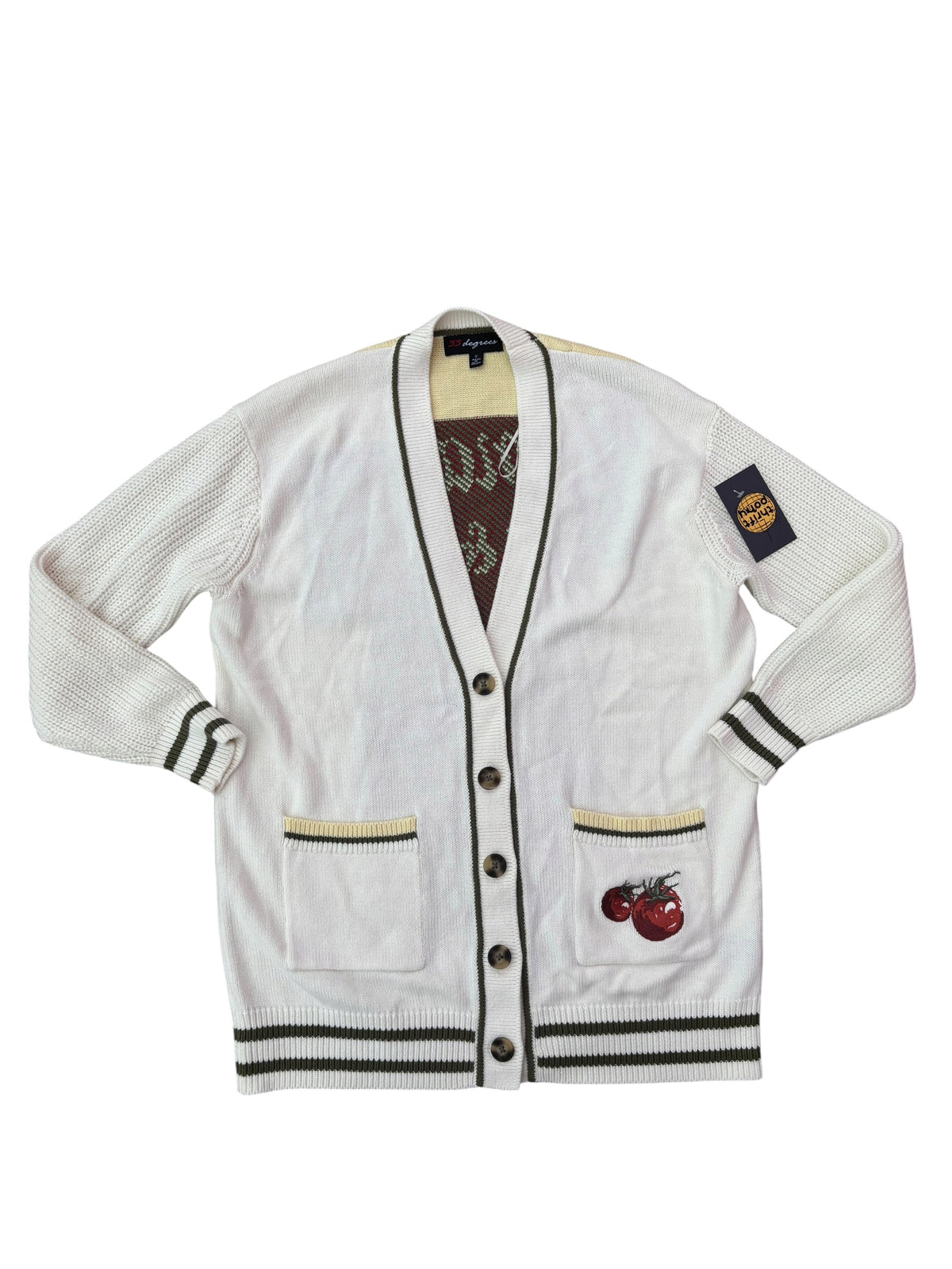 white yellow red 33 degrees tomato cardigan!!!, s