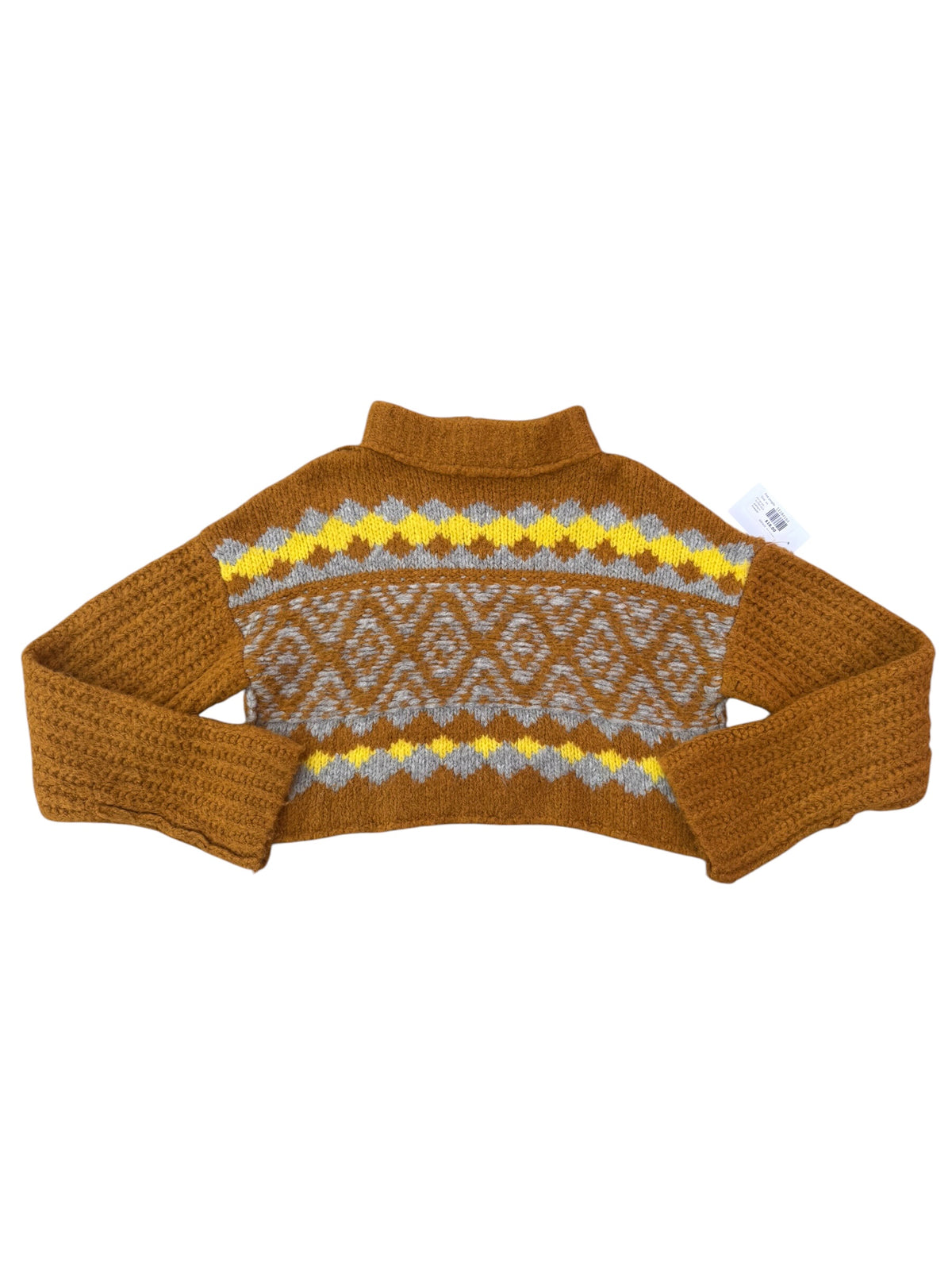 orange grey free people turtleneck pattern sweater, xs