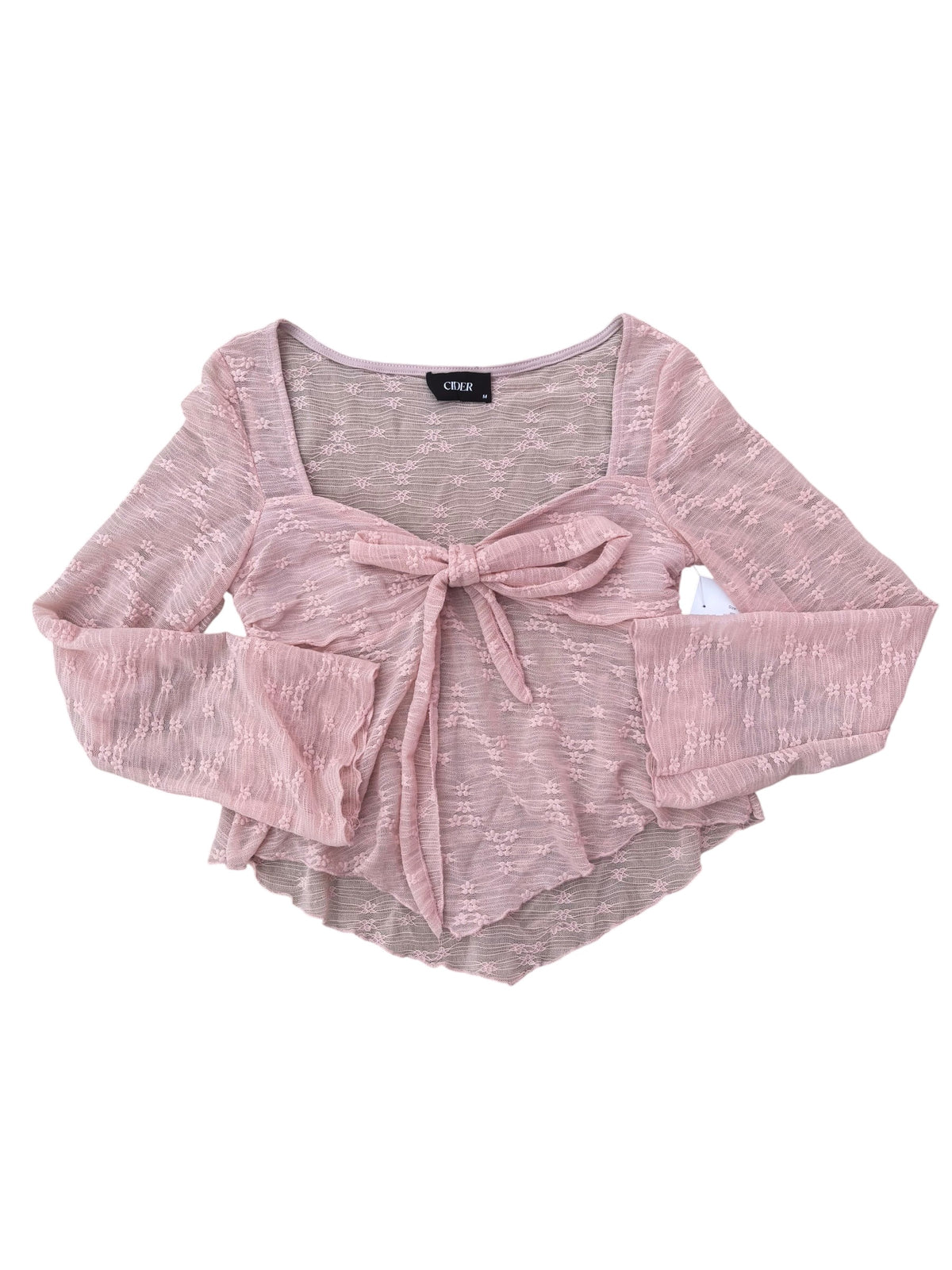 pink cider shger eyelet detail ls tie front, m