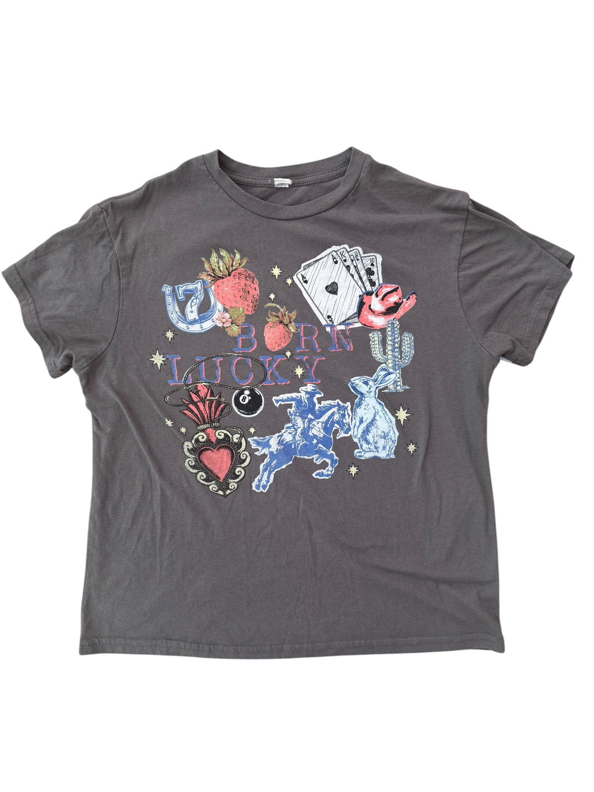 gray  born lucky tee, s