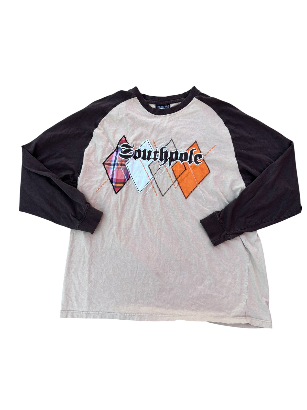 brown beige south pole branded raglan ls, 2x