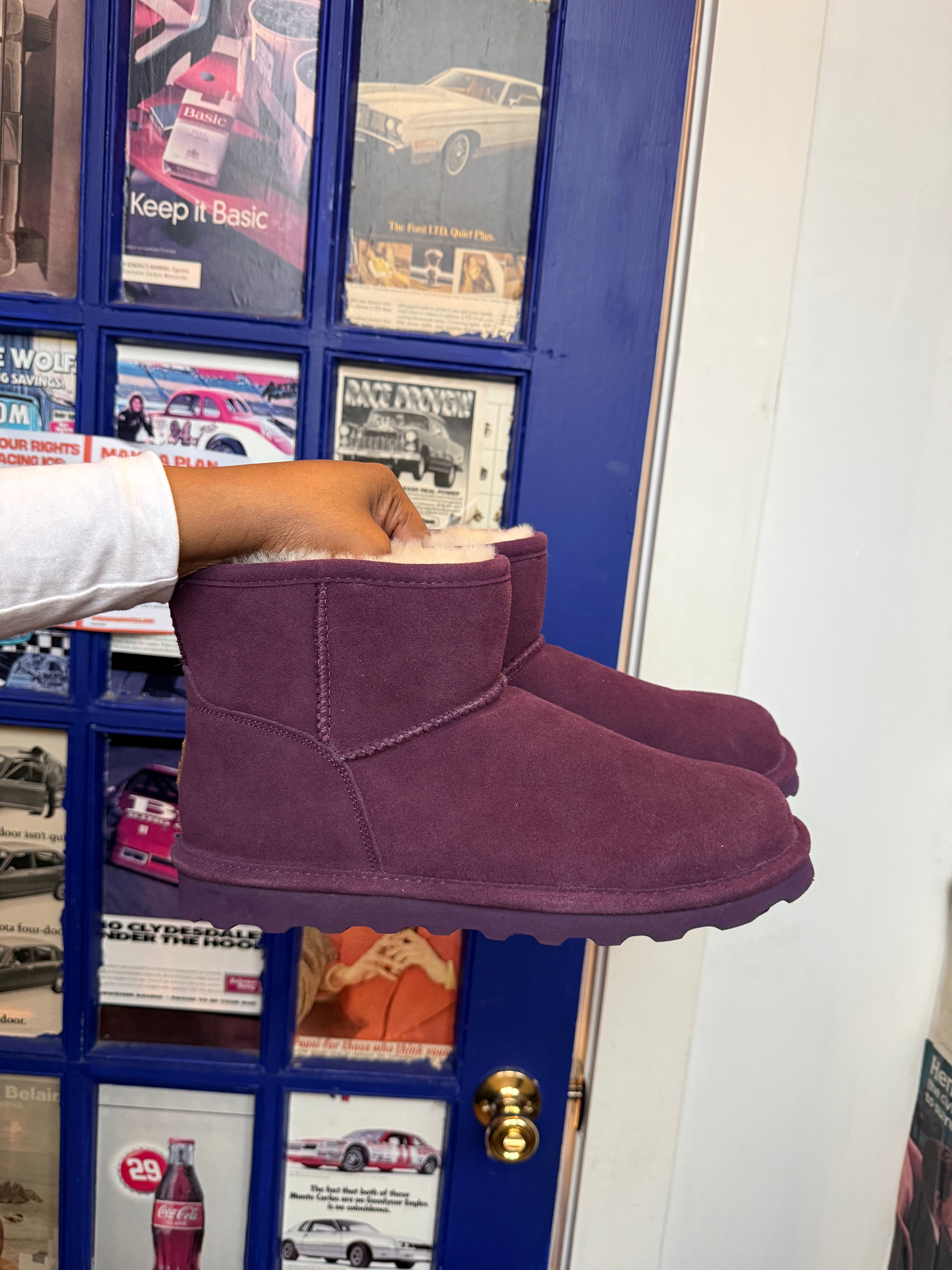 dark purple bearpaw ankle boots, 11