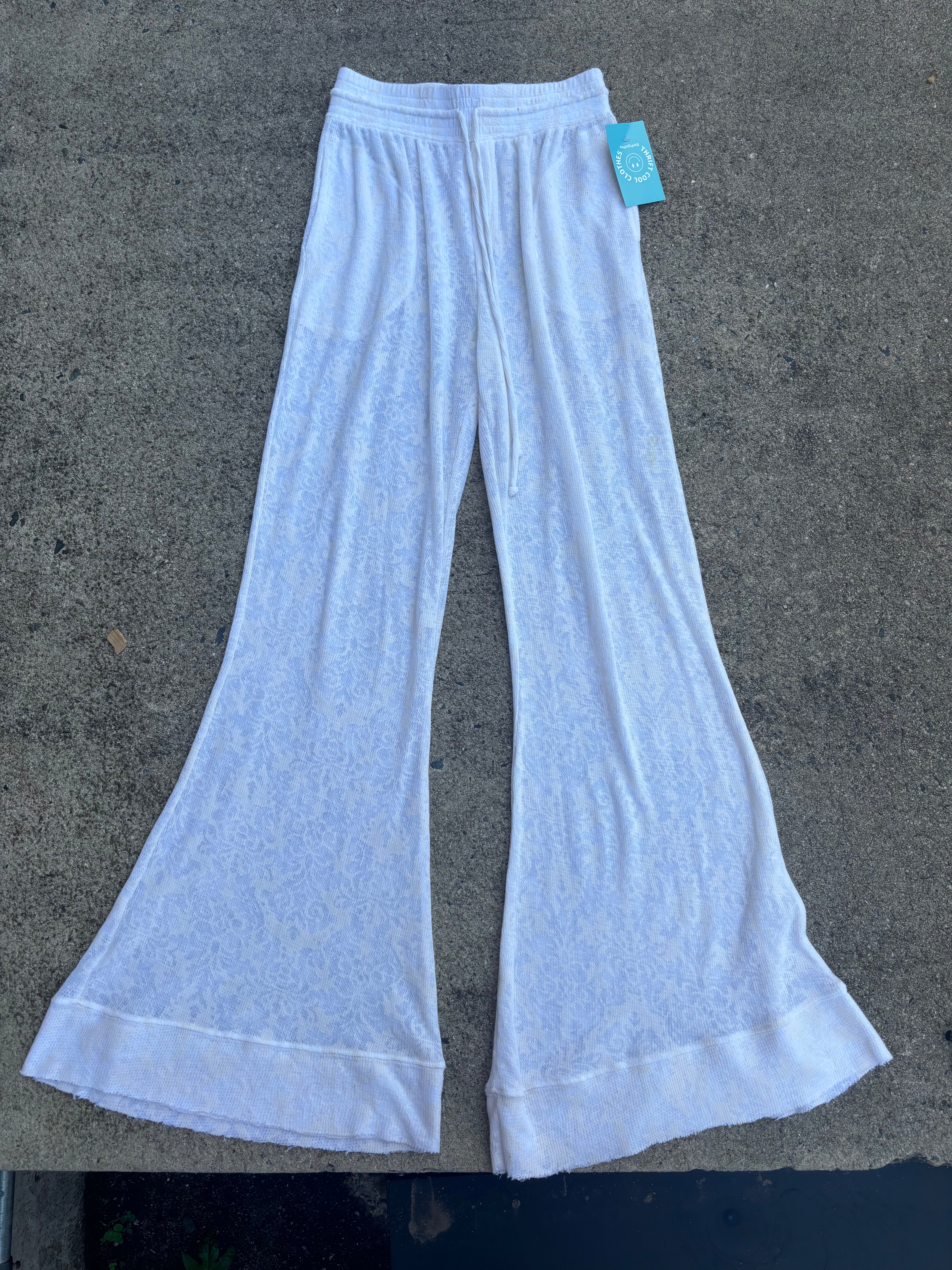 cream free people sheer lounge pants, xs