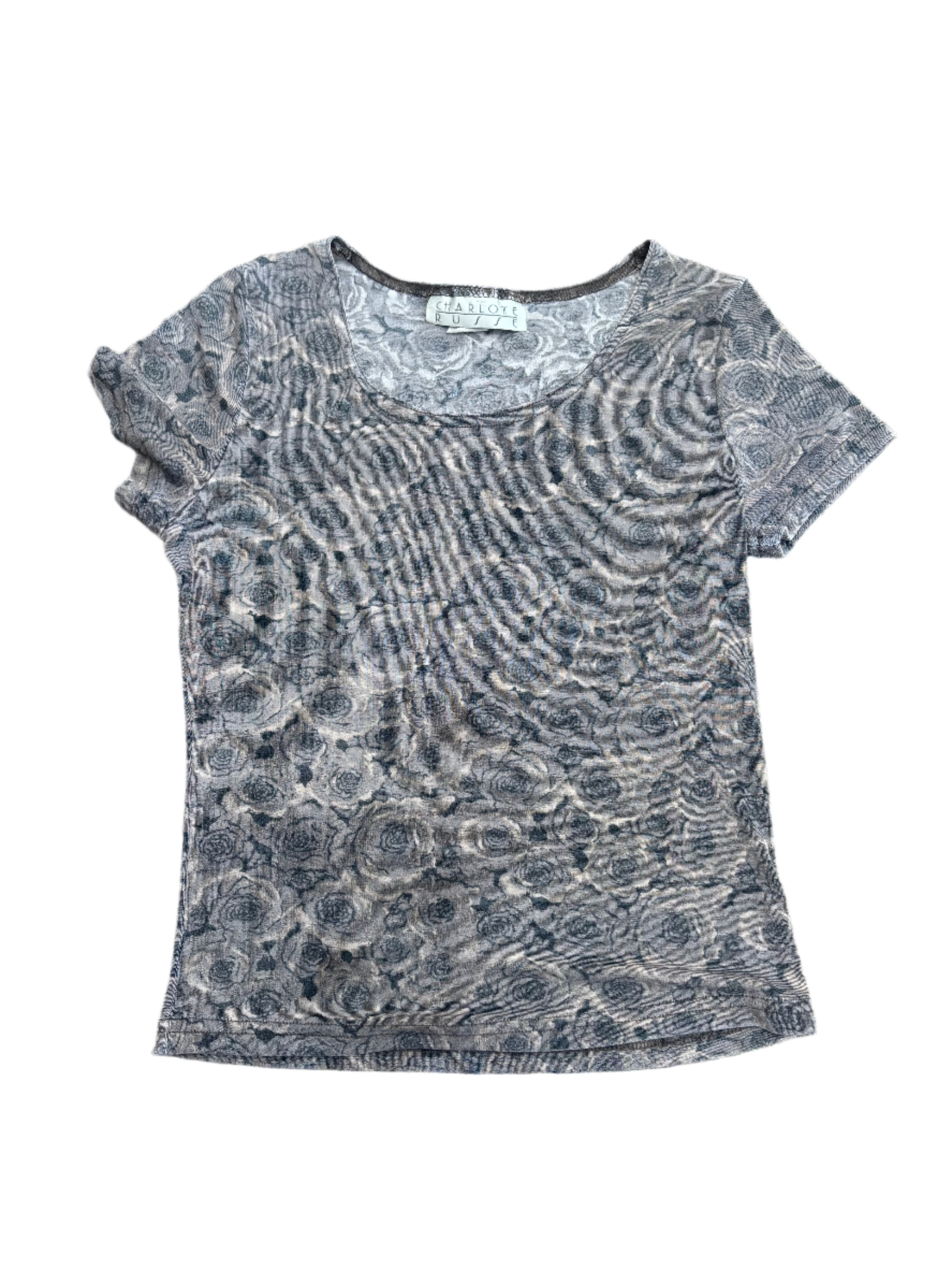 brown charlotte russe slinky rose tee, s