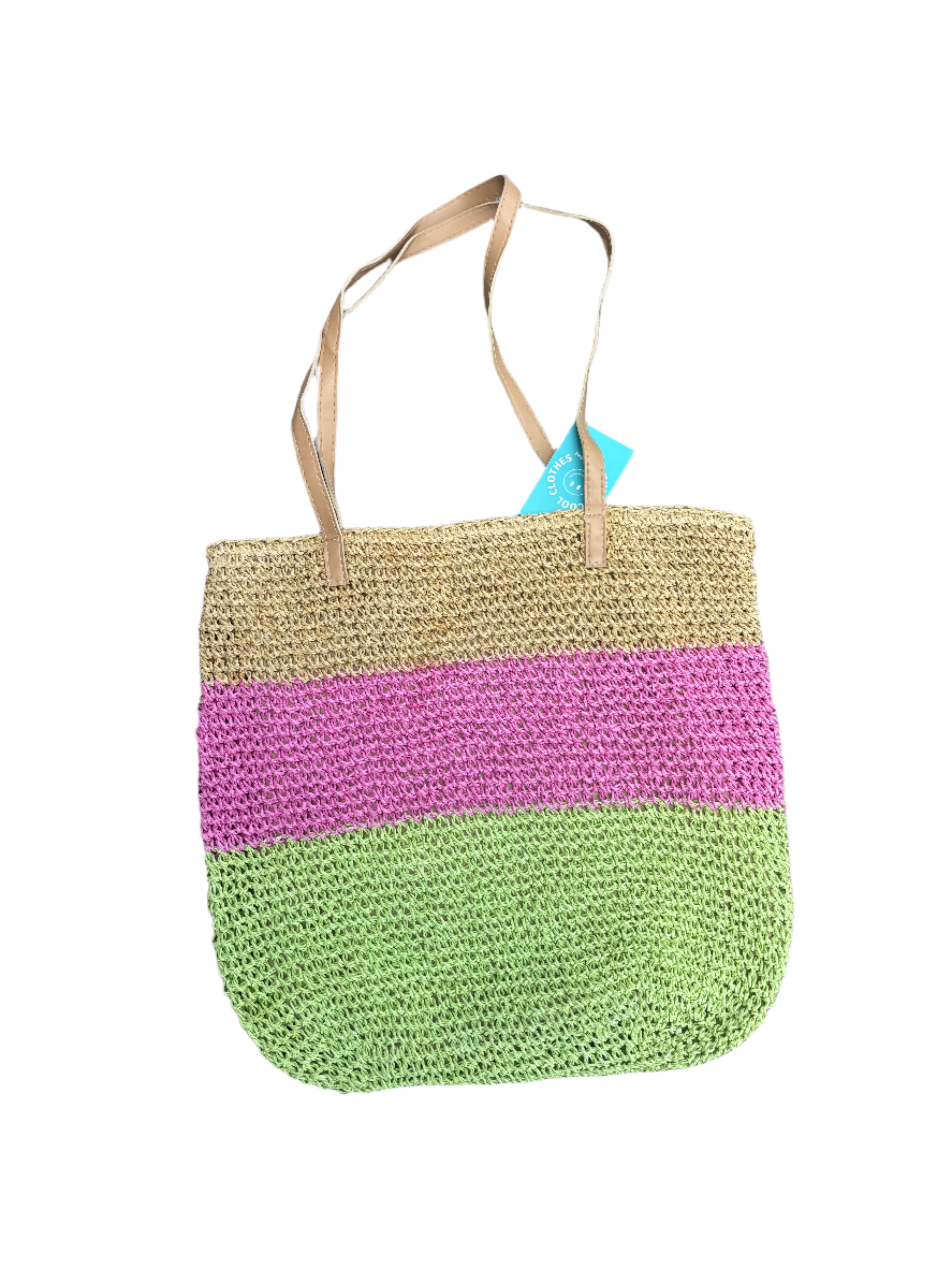 pink  woven straw bag