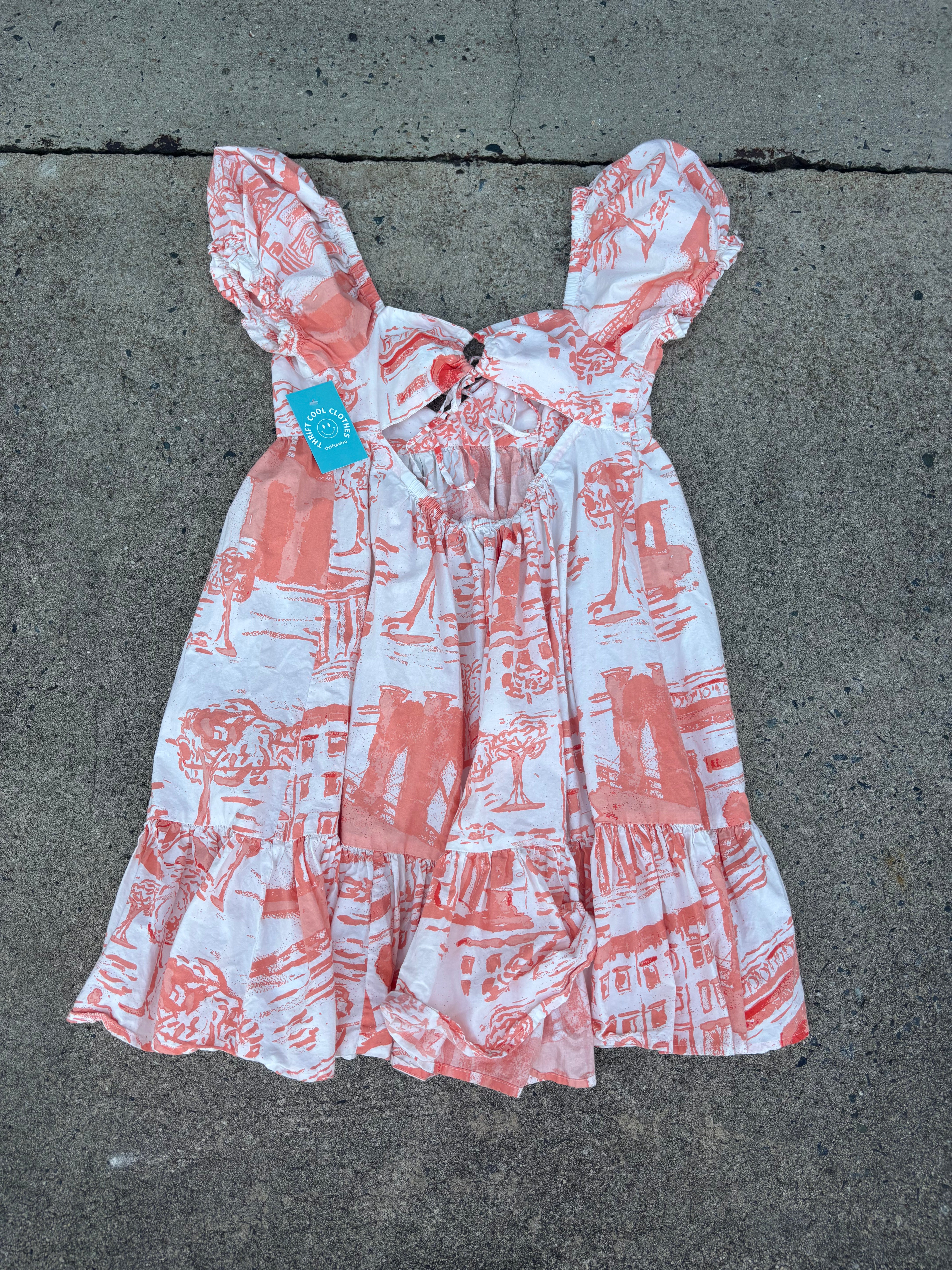white orange urban outfitters scenic dress, L