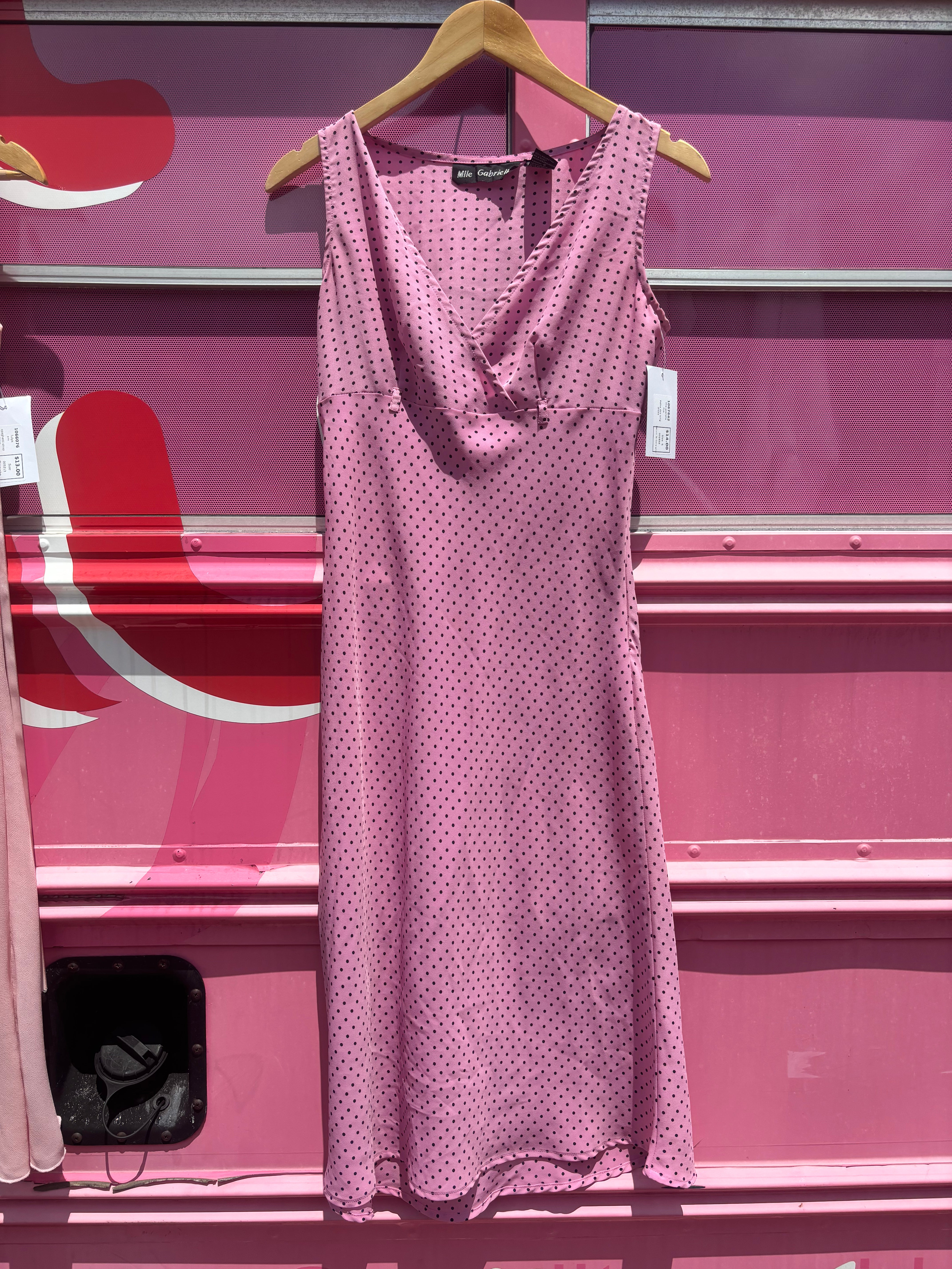 Pink Mlle gabrielle Polka dot long dress, 6