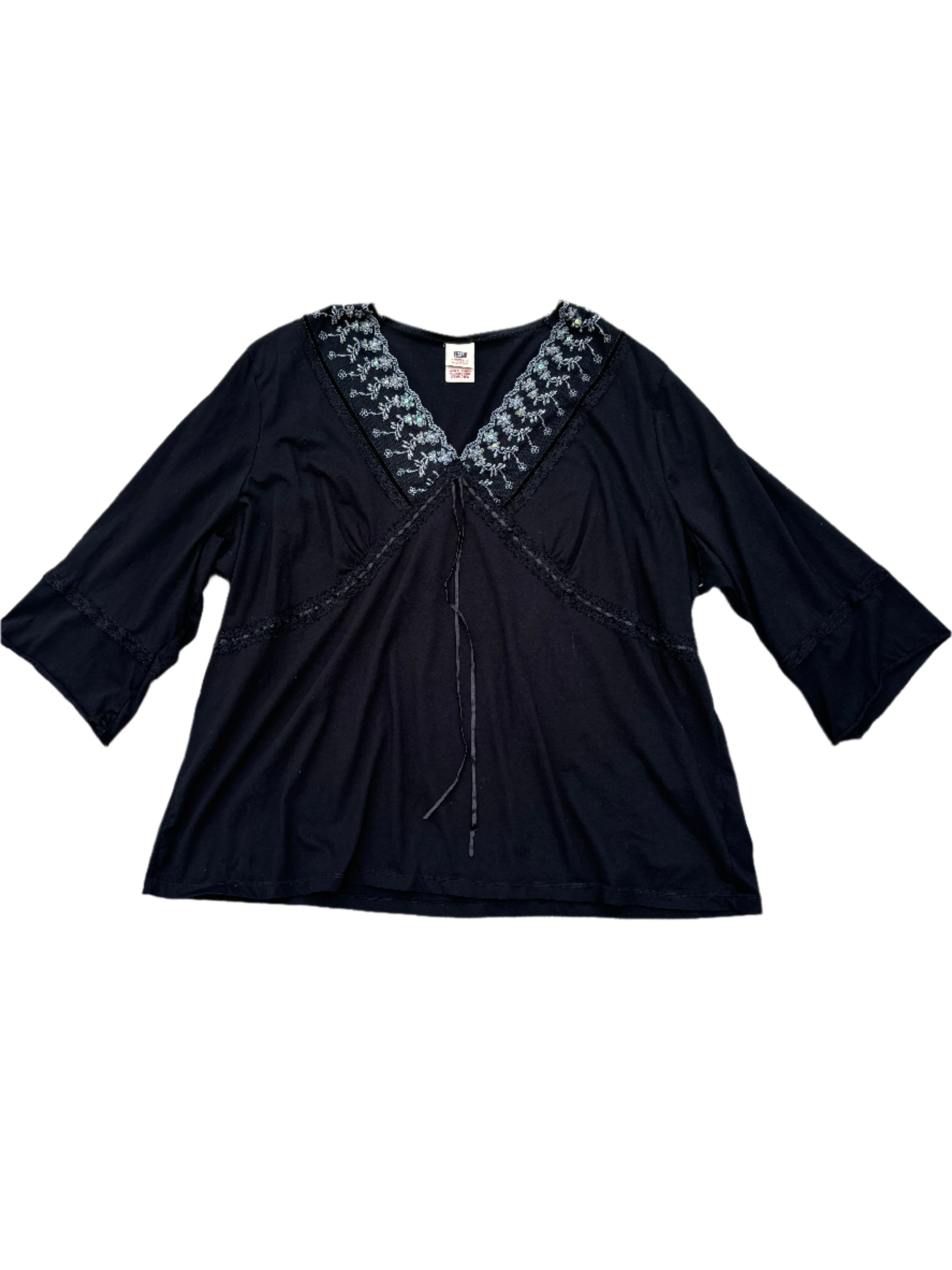 Black Faded glory b neck embroider ls, 26/28