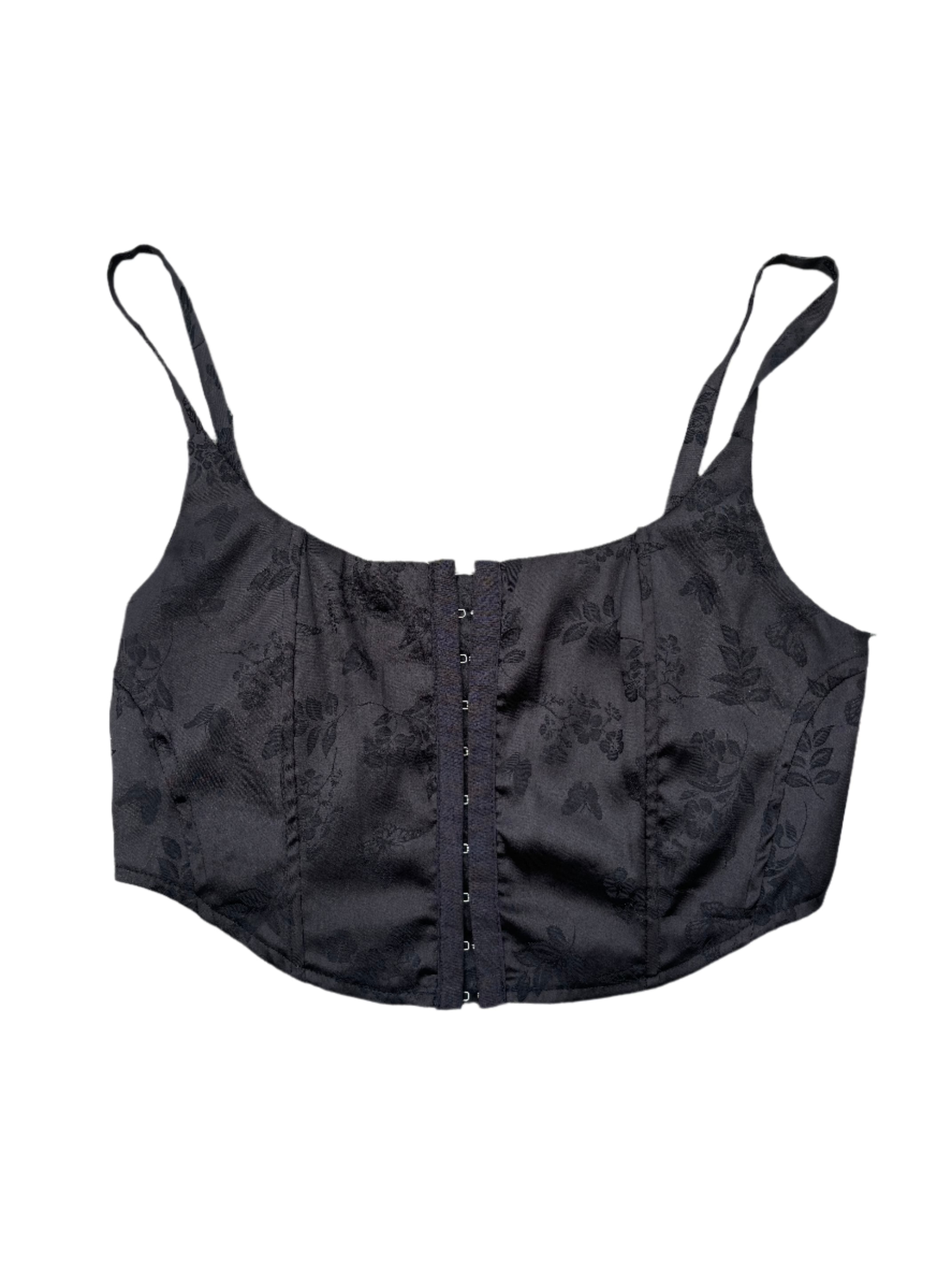 Black La hearts Floral corset top, M