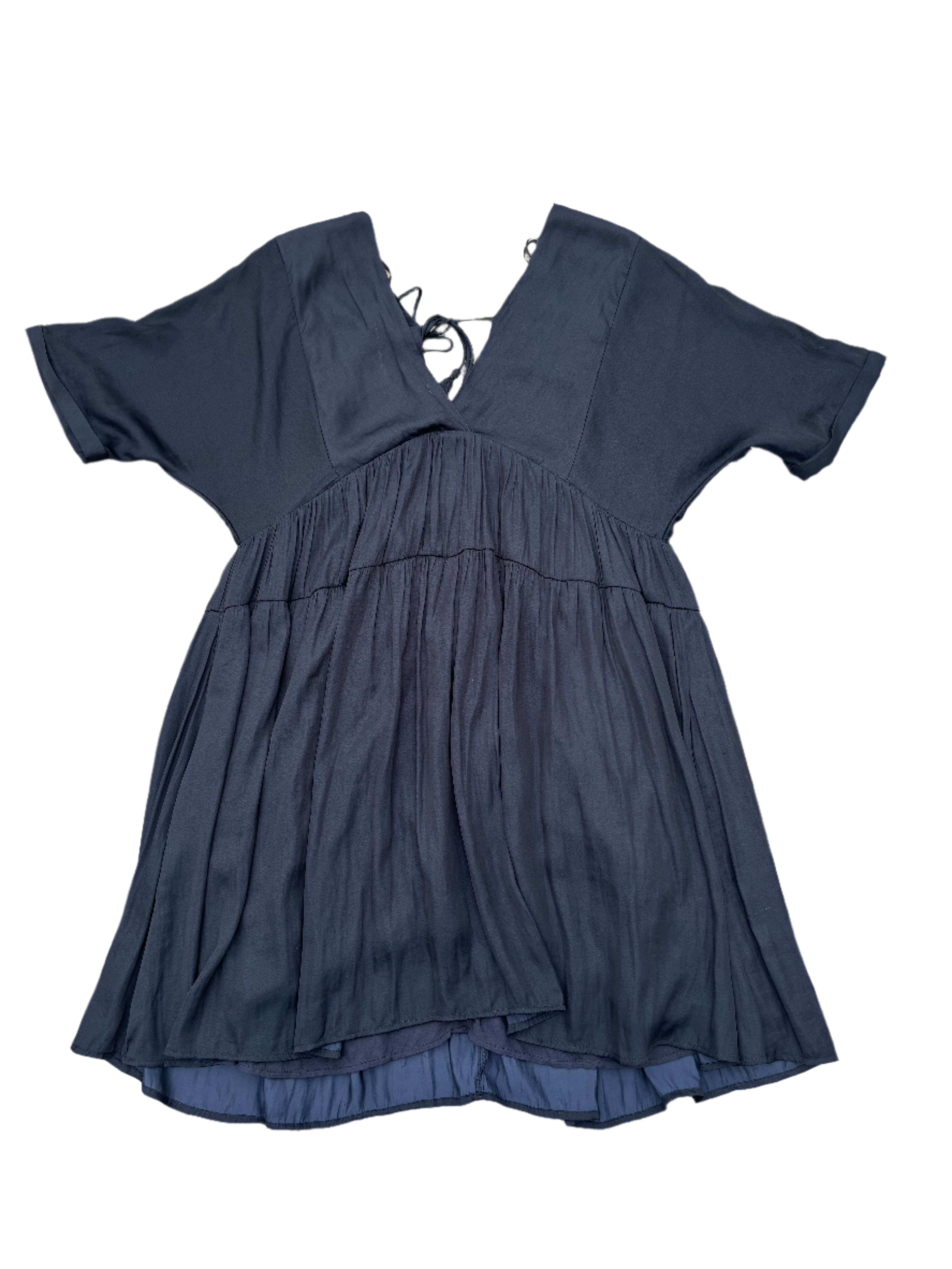 black mustard seed satin v neck babydoll dress, s