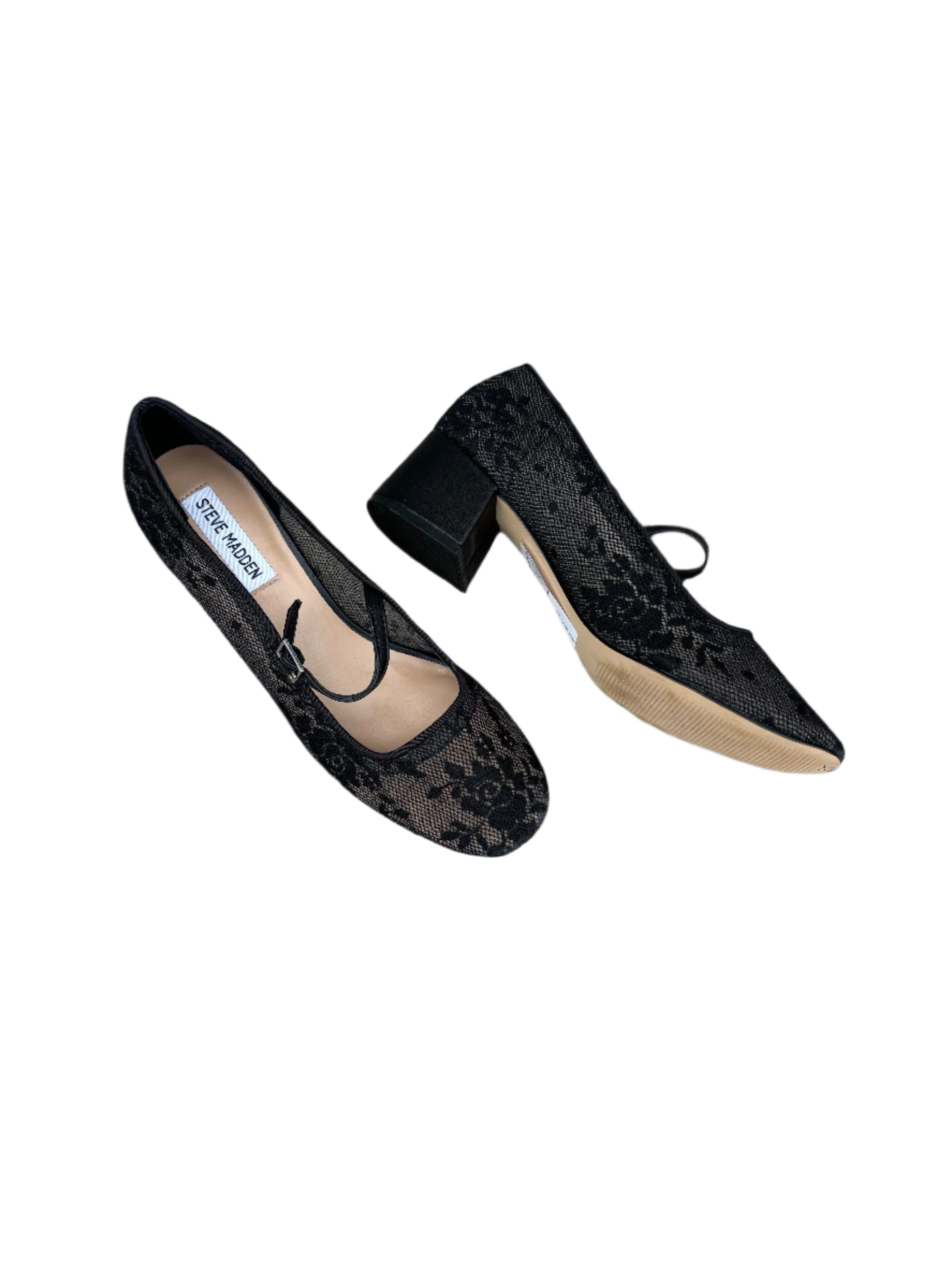 black steve madden lace strap pump, 8.5