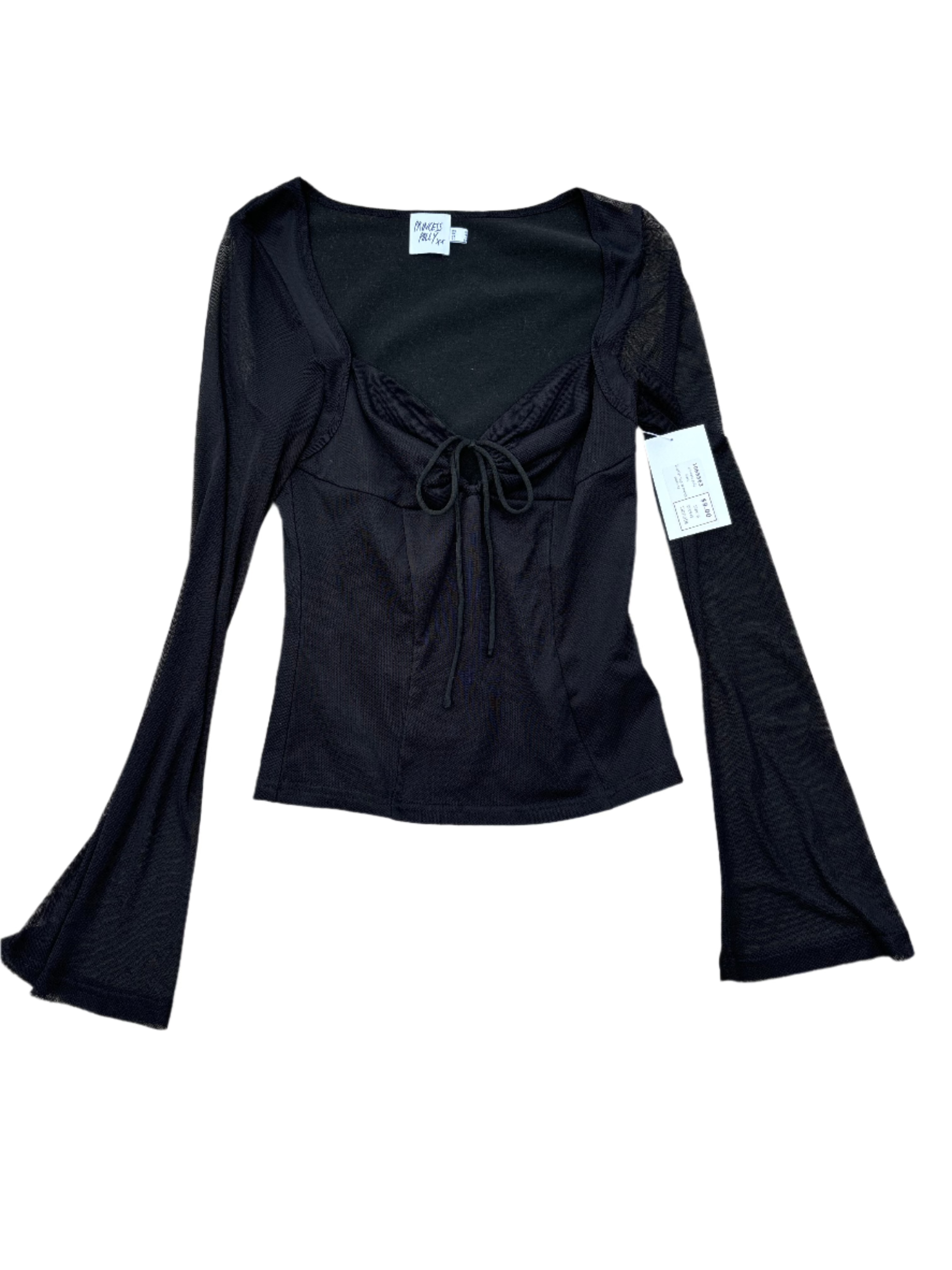 black princess polly bustier top w mesh sleeves, 6