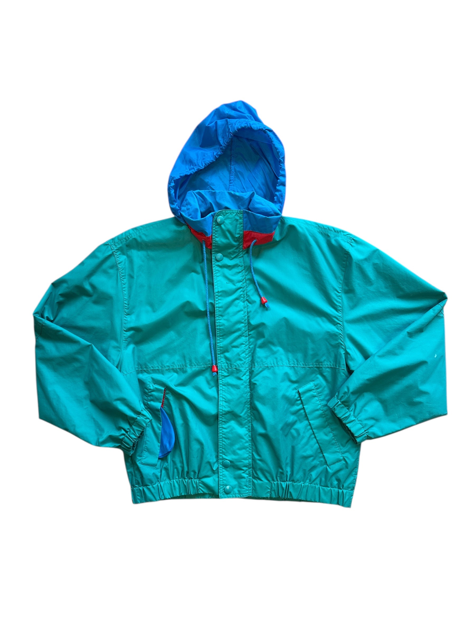 Blue red teal Honors Swishy colorblock windbreaker, M