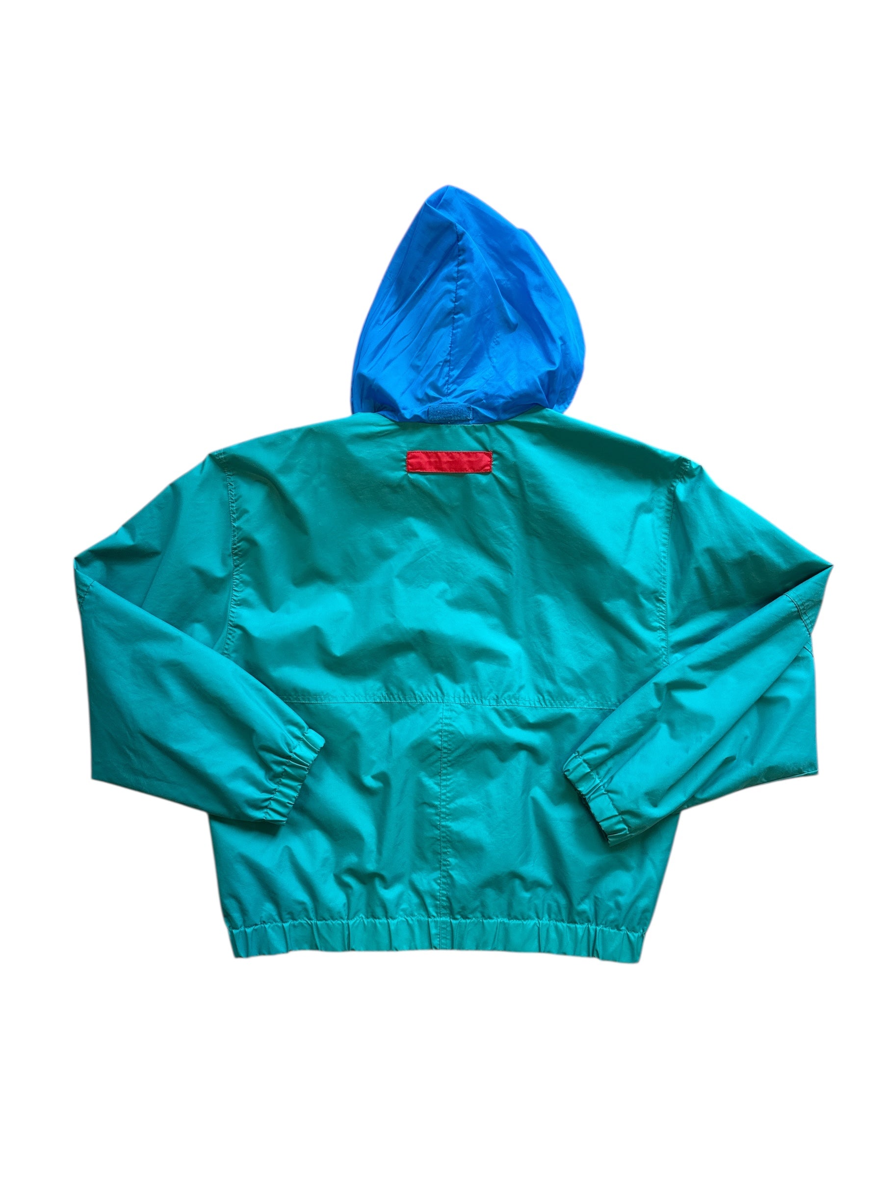 Blue red teal Honors Swishy colorblock windbreaker, M