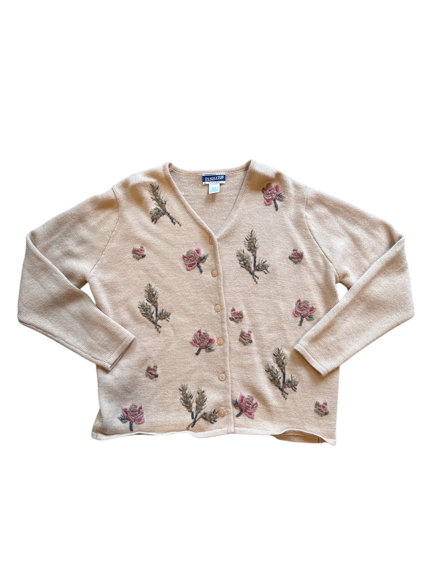 beige Pendleton embroidered floral cardi, plus