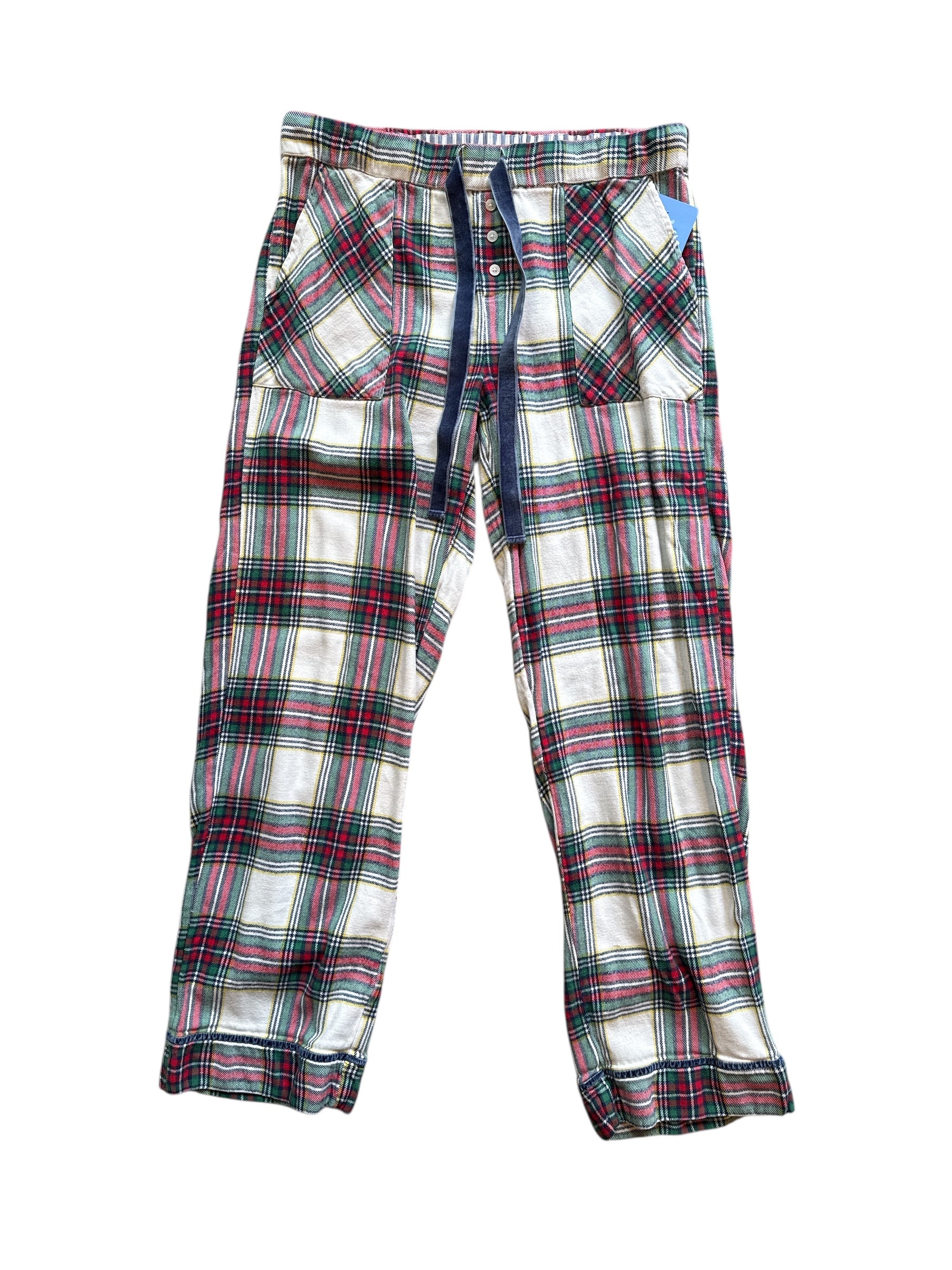 white yellow green aerie plaid pjs, m