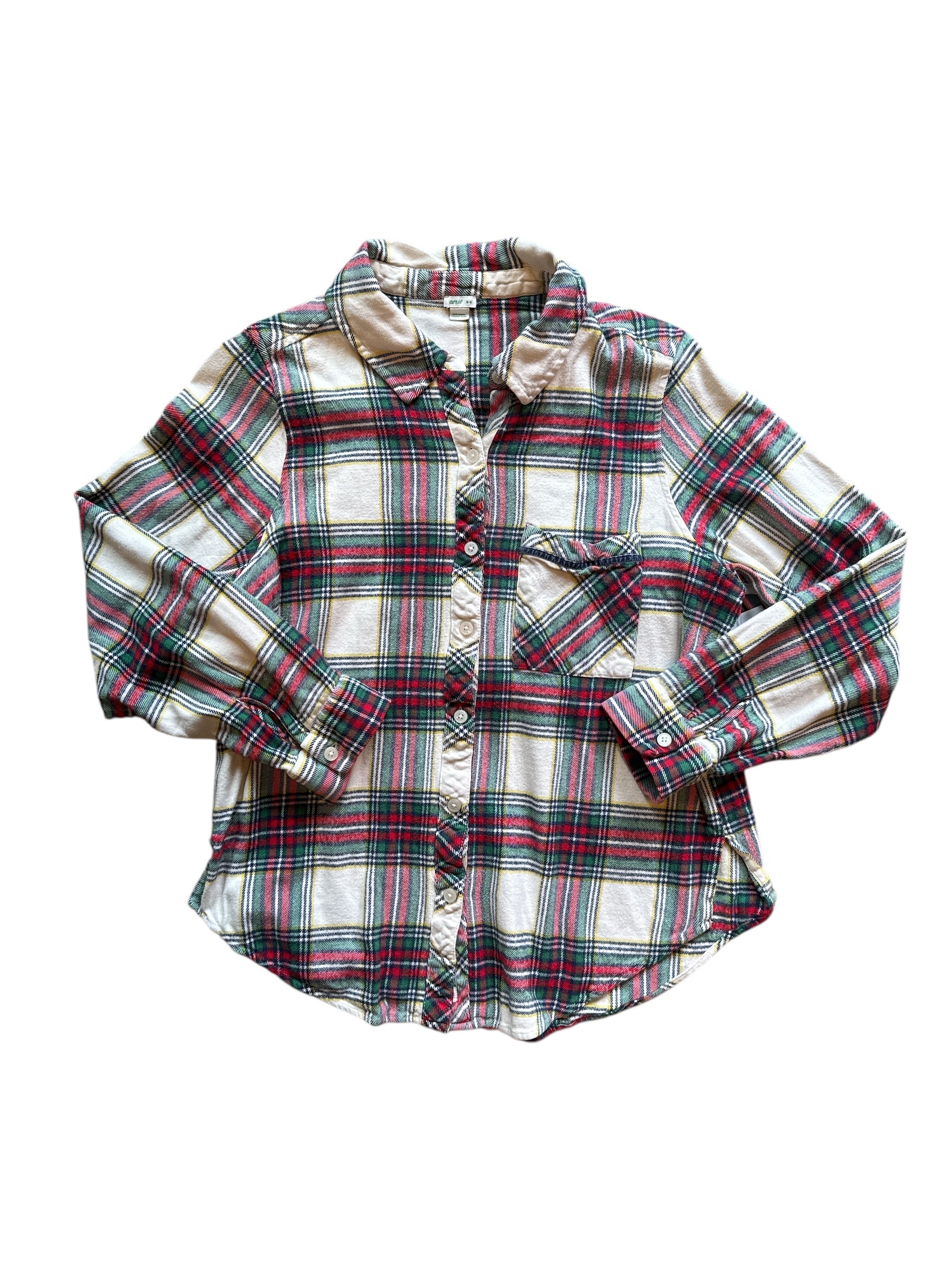 (top) white yellow green aerie plaid pjs, m