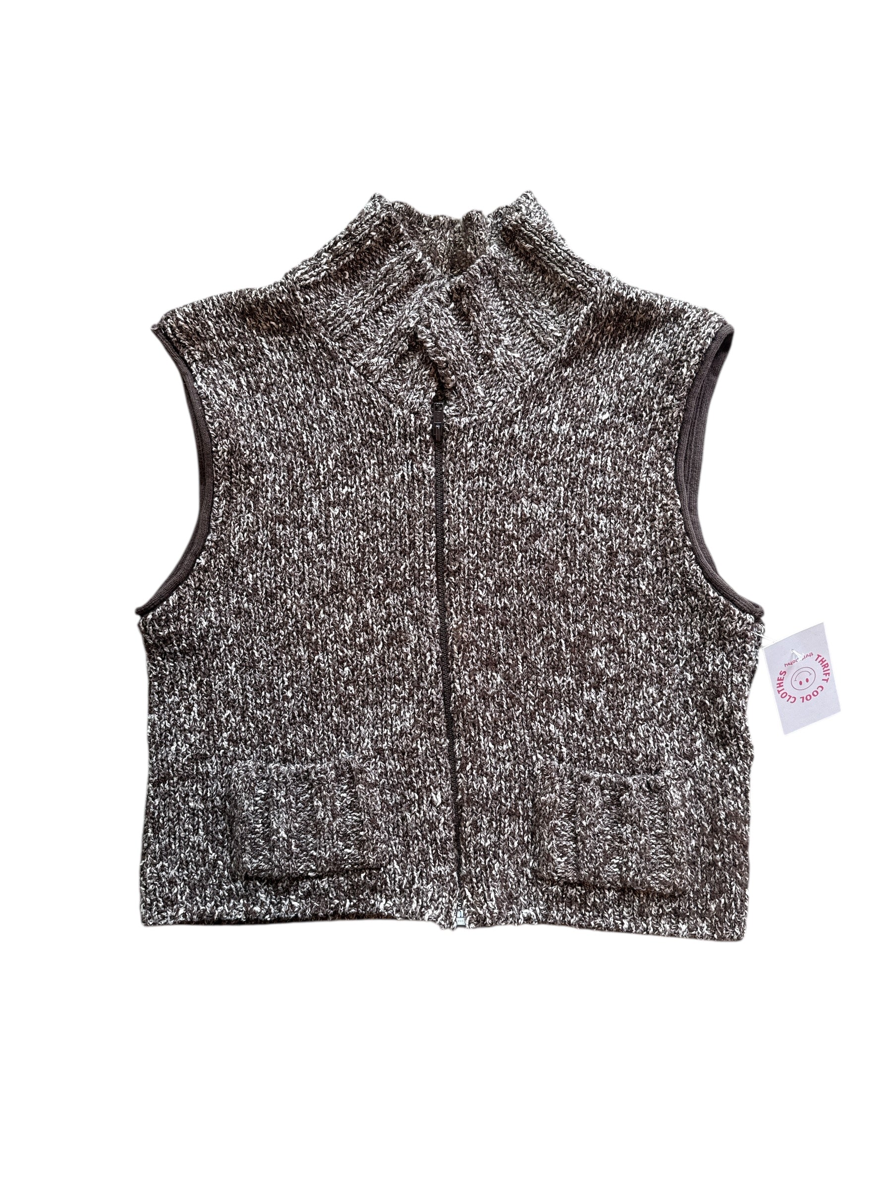 brown  knit zipper vest, m