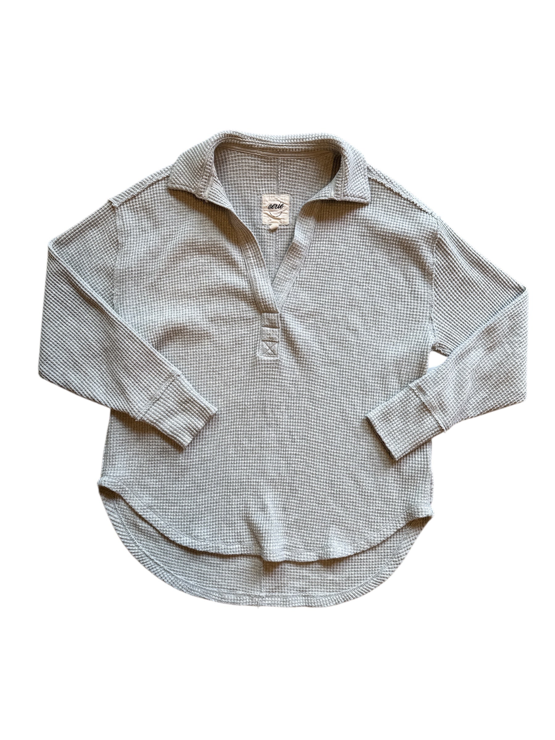 Gray Aerie waffle knit ls pullover, Xs