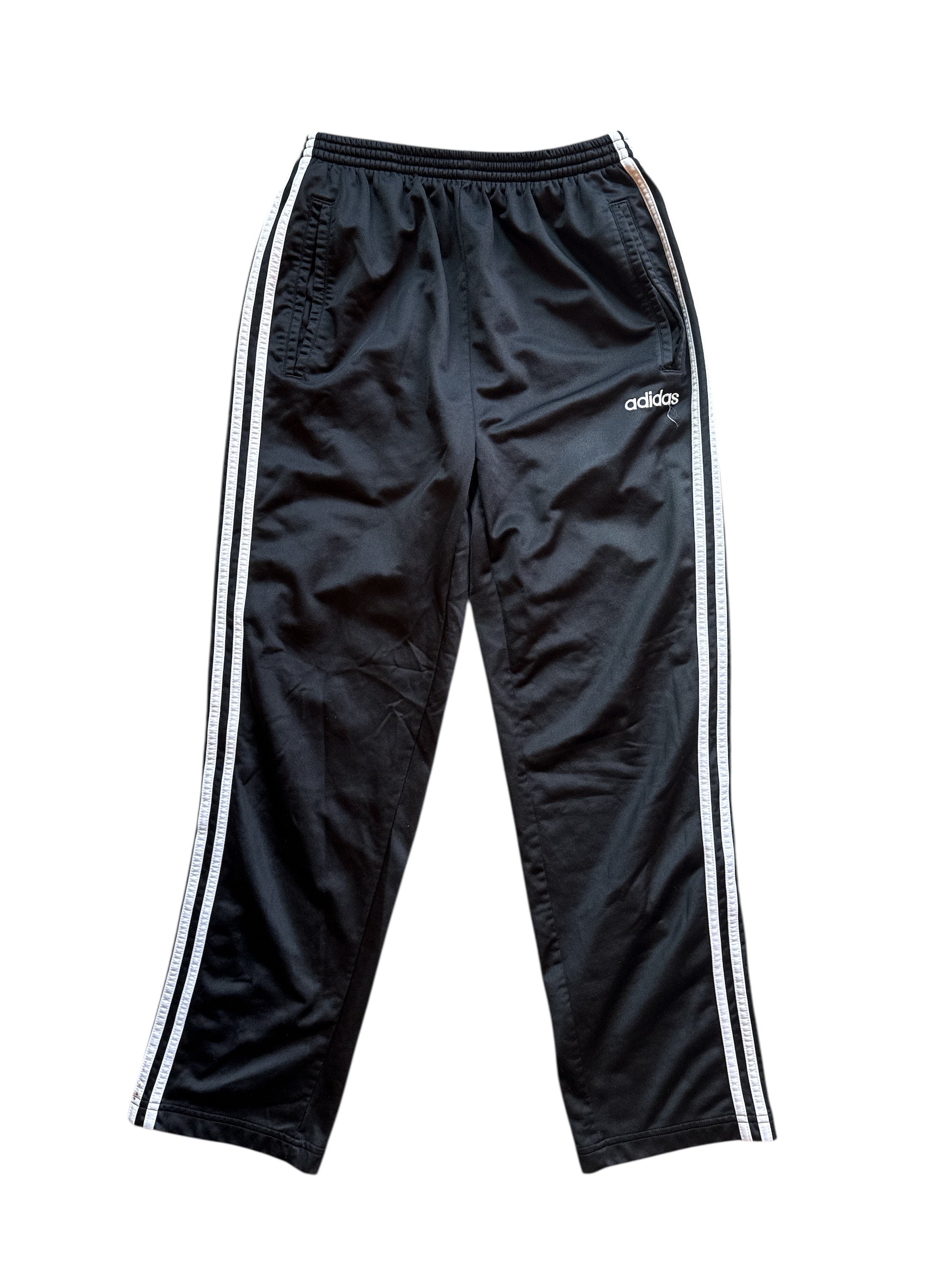 Black white Adidas Snap sides sweatpants, S