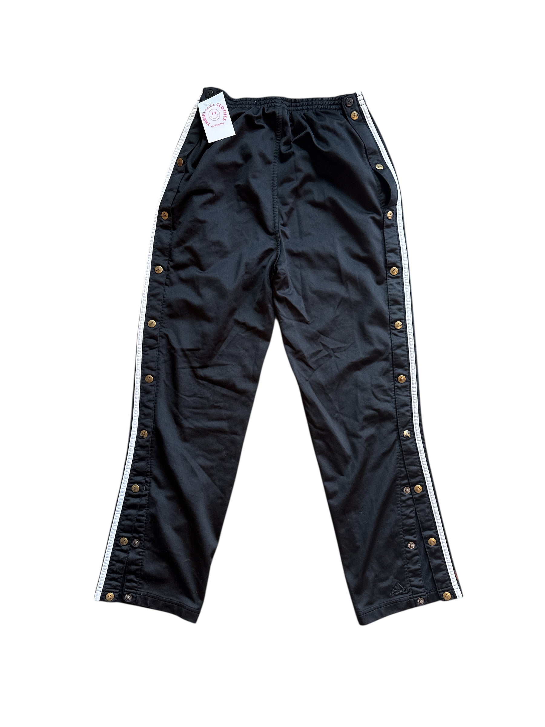 Black white Adidas Snap sides sweatpants, S