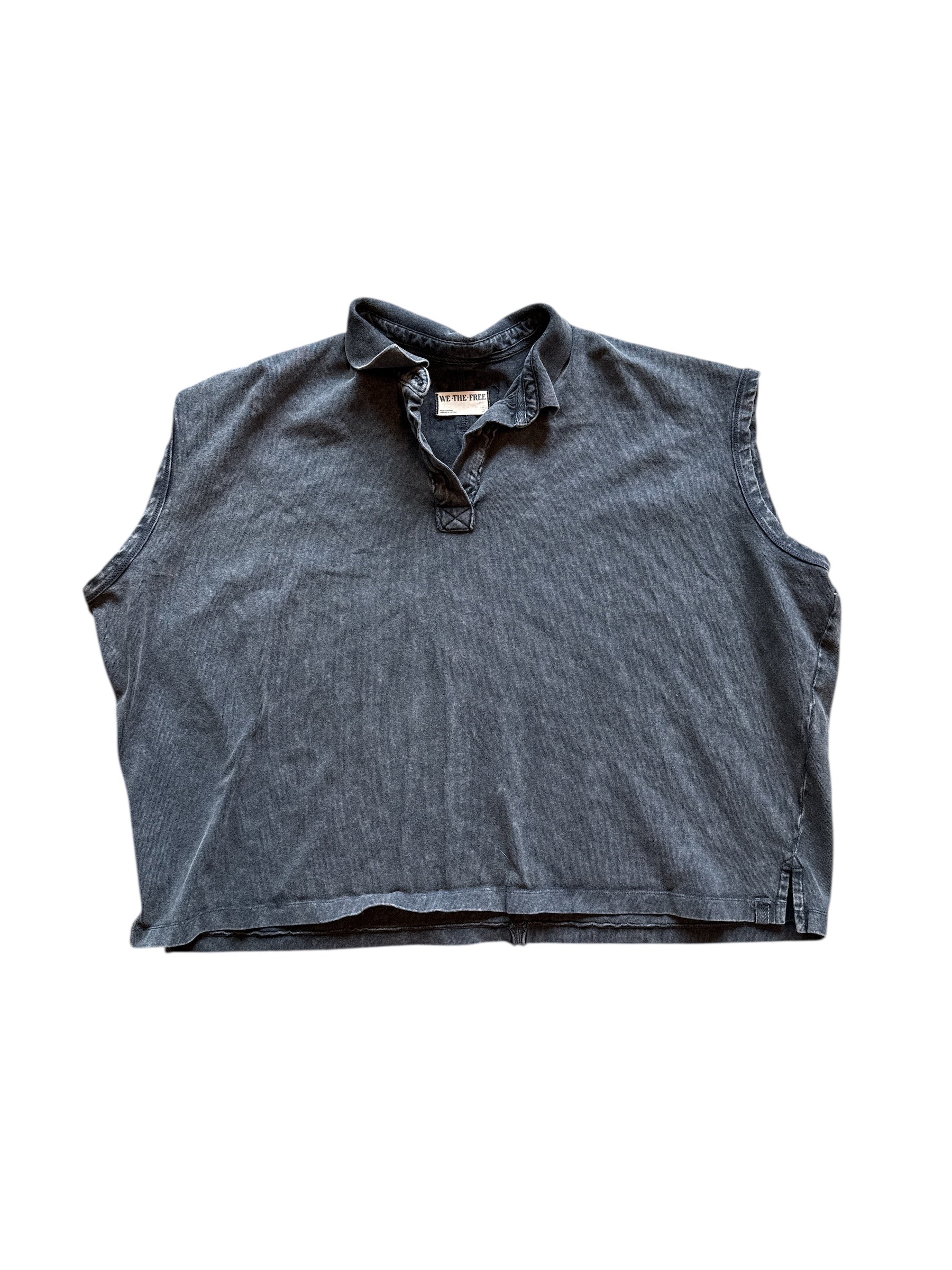 gray free people collared oversized tank, s