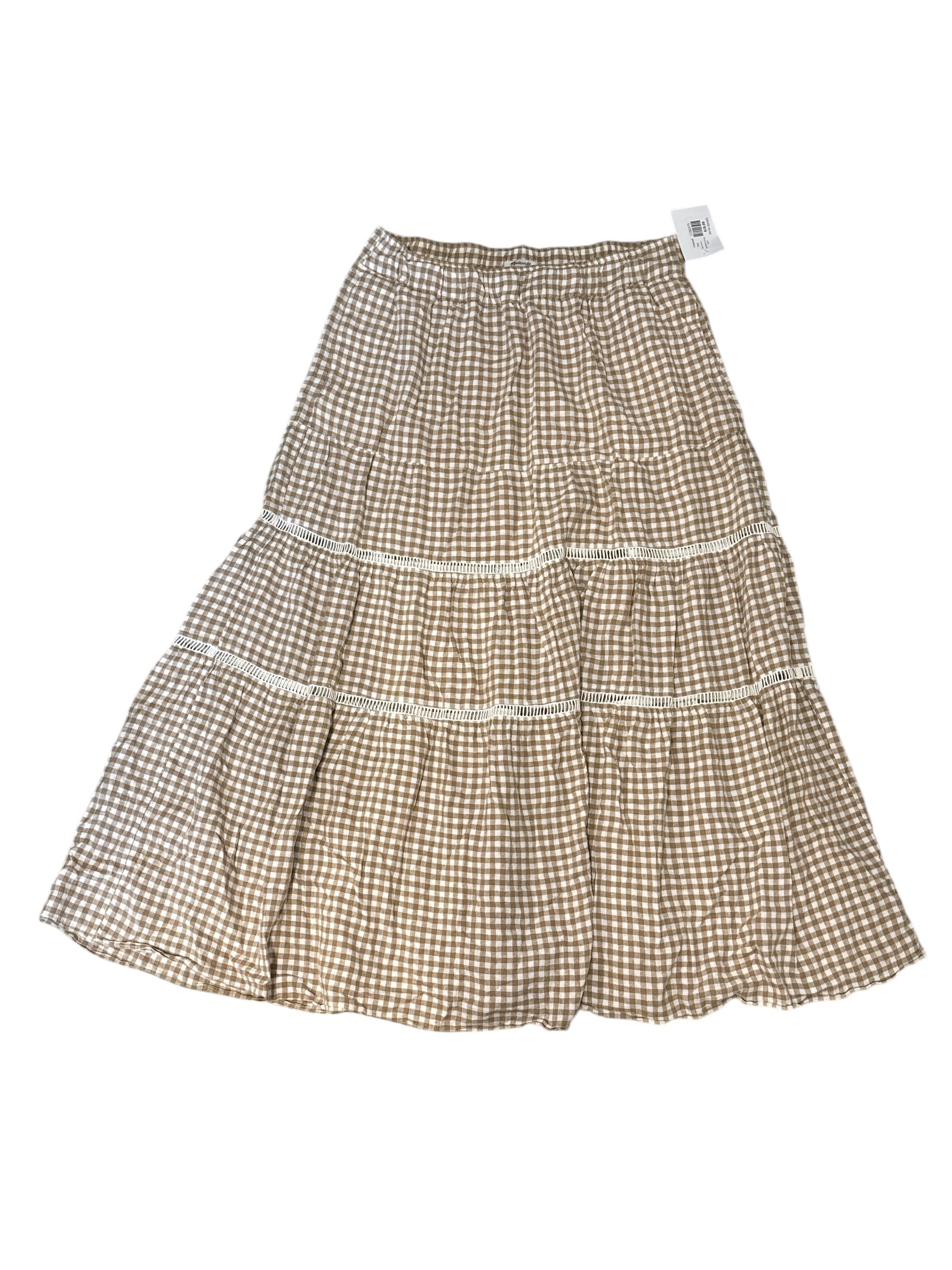 light brown white madewell gingham long skirt