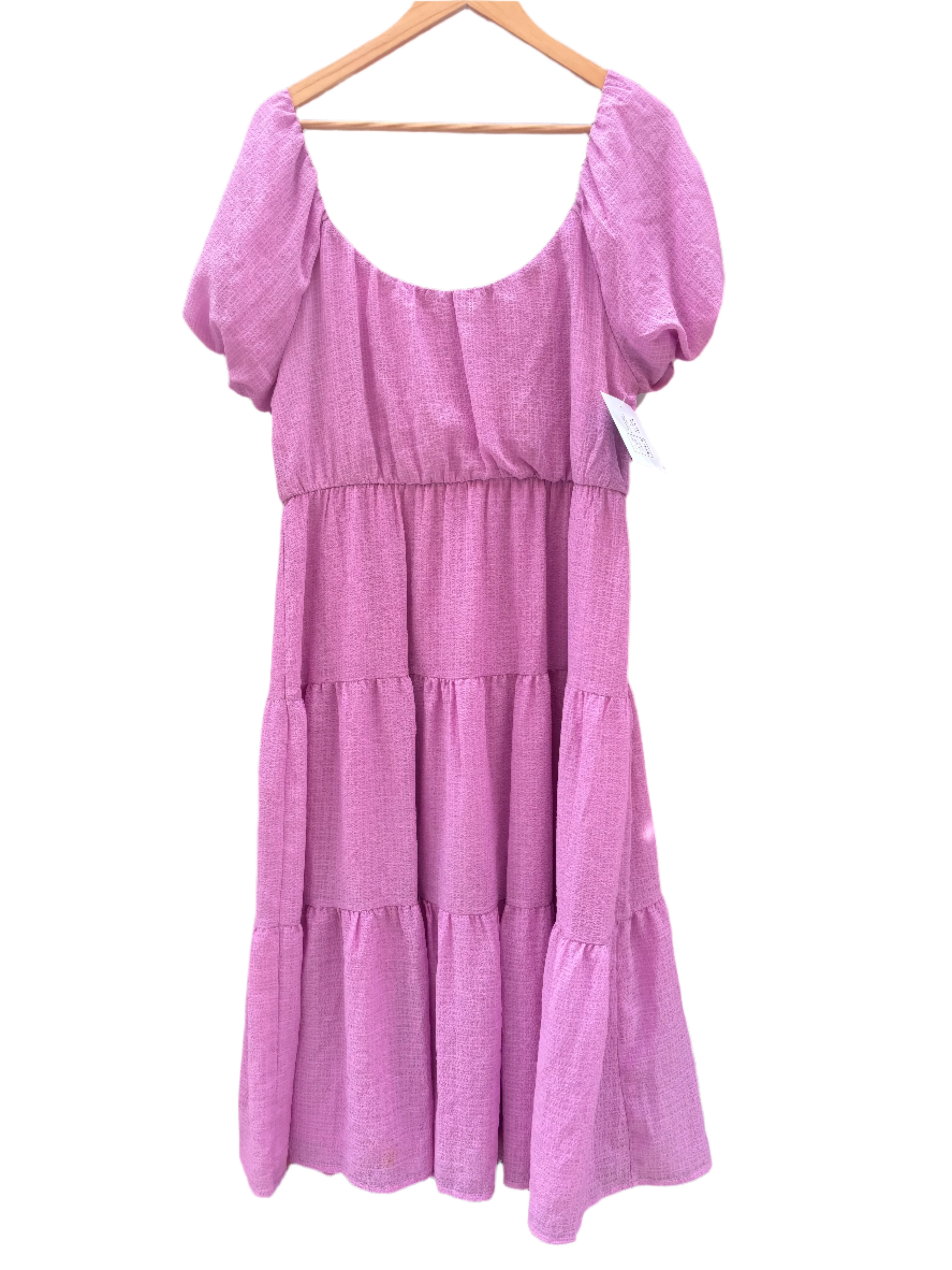 Pink Ophelia rose Smocked dress w puffy sleeves, L