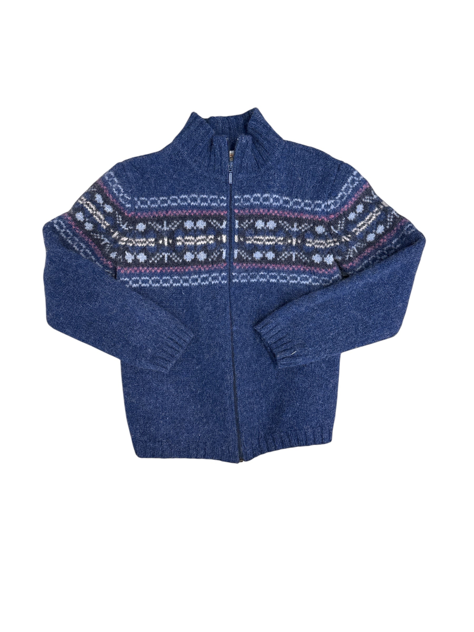 Blue Talbots Winter zip up 100% wool, M