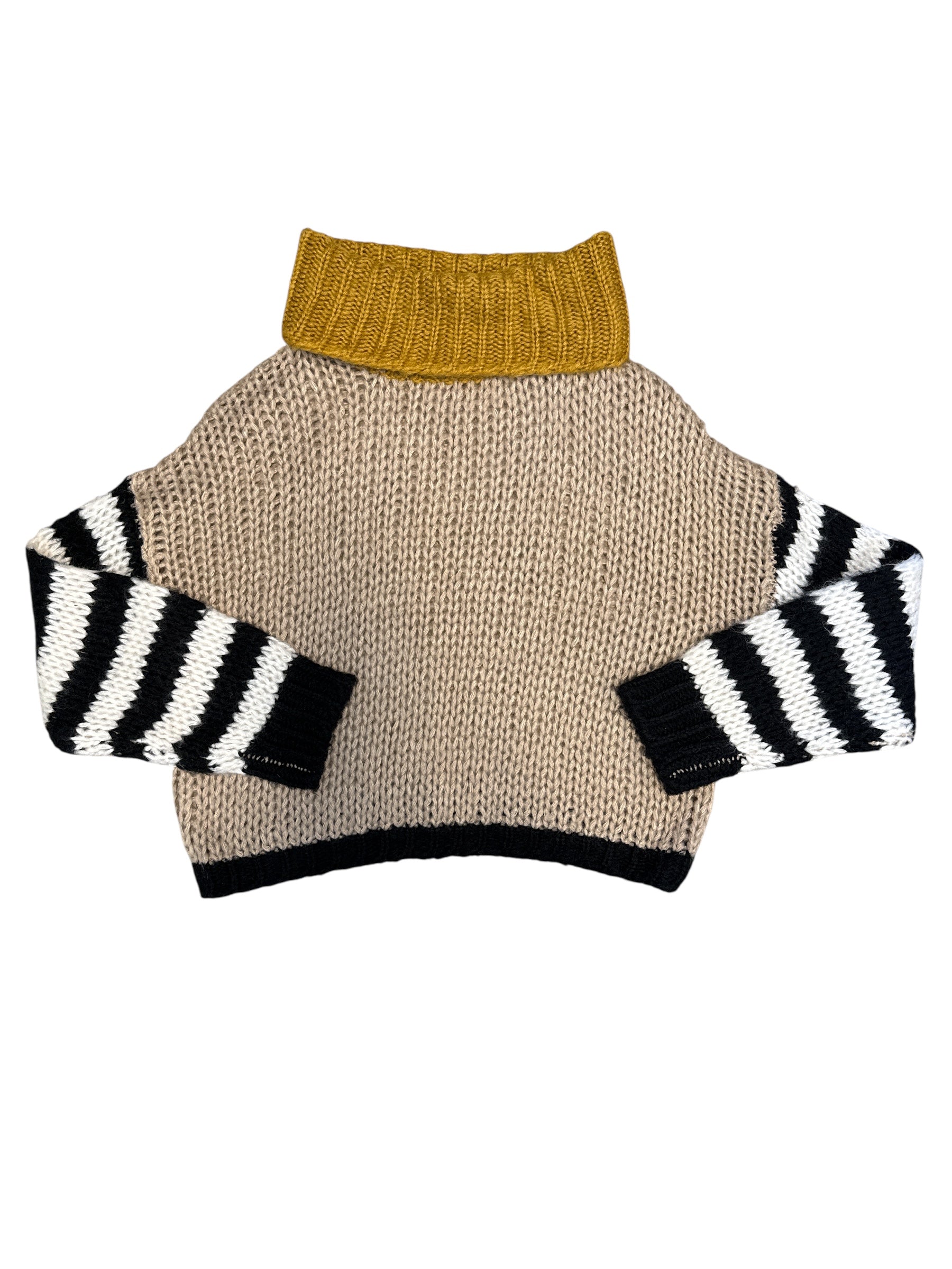 black white mustard favlux turtle neck knit sweater, m