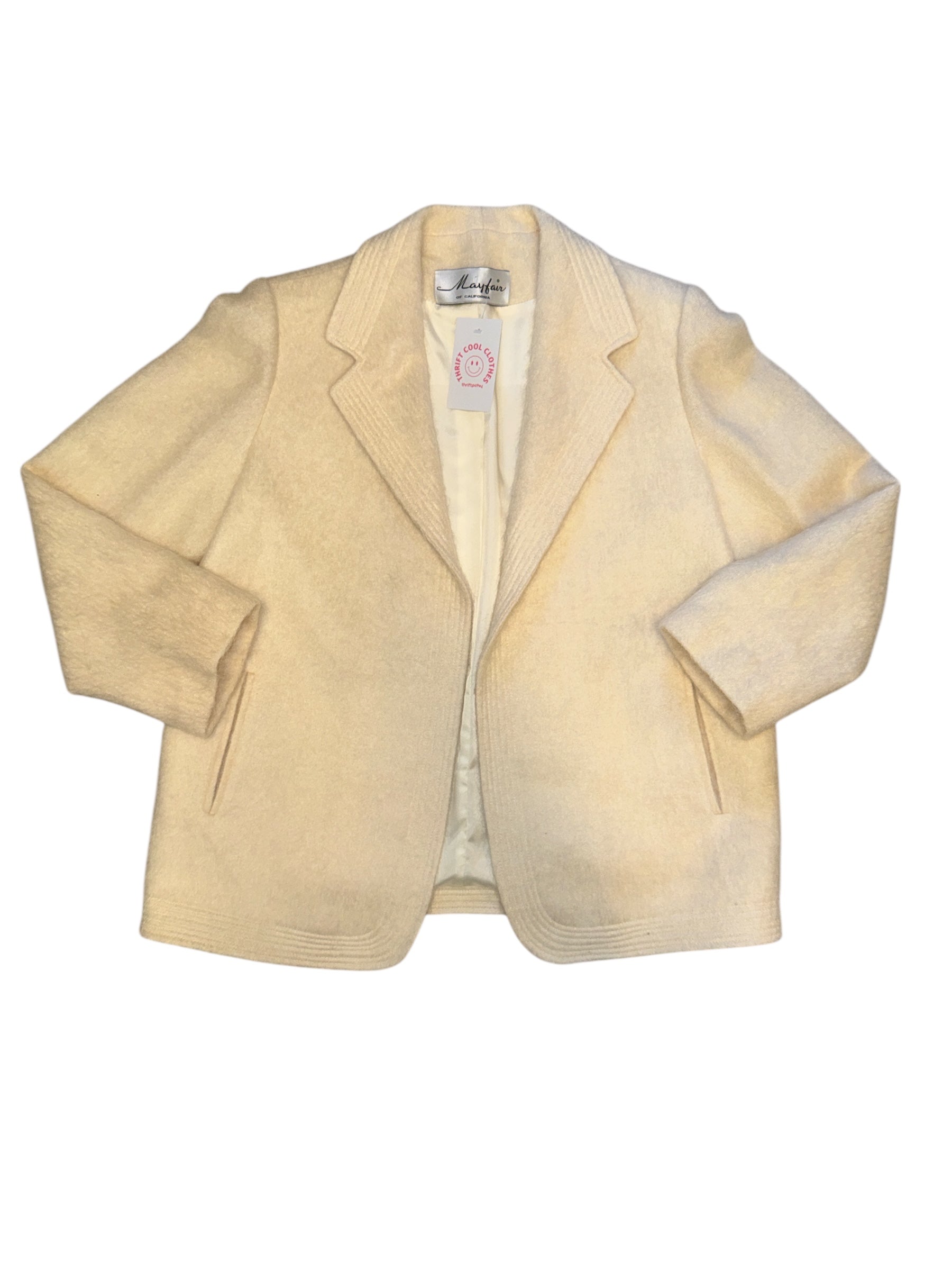 cream 1980s mayfair textured open jacket