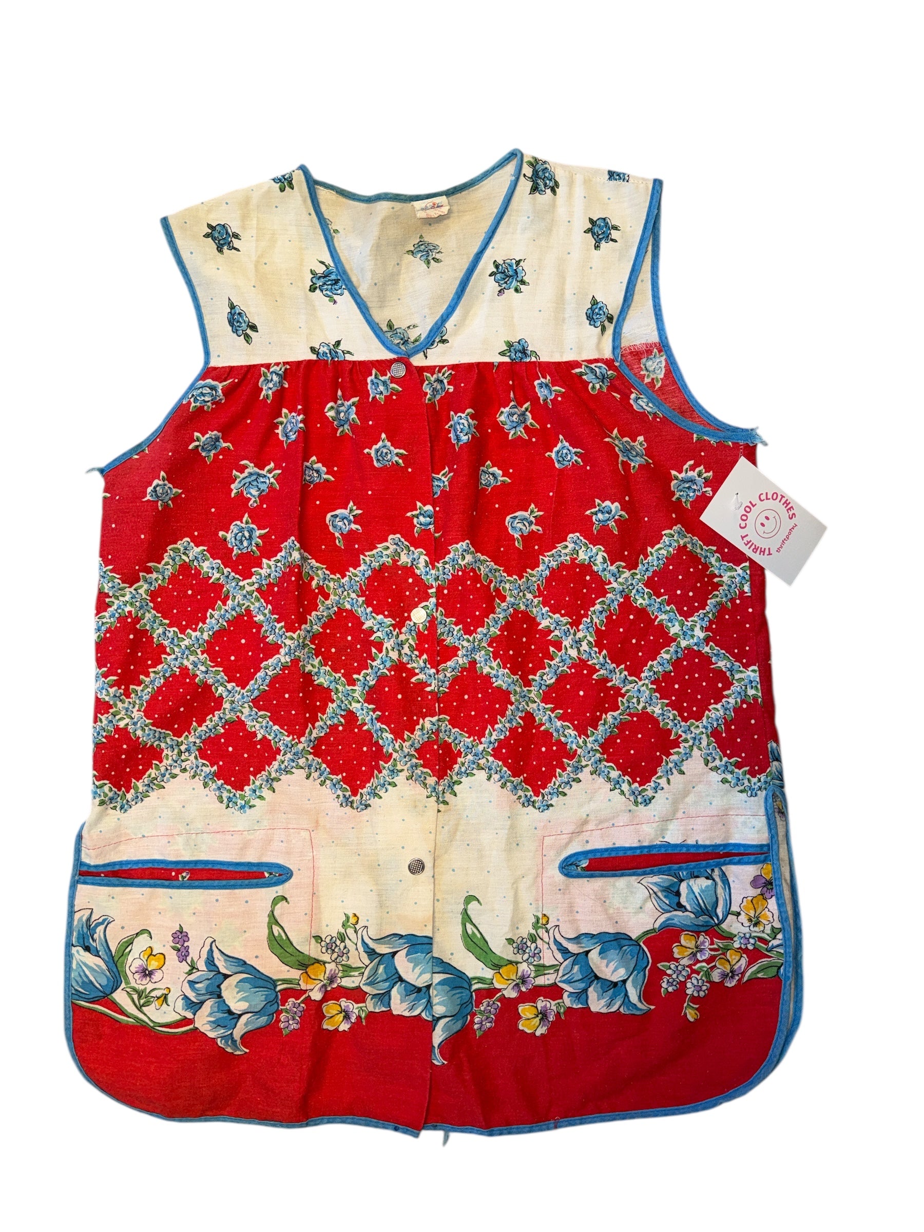 red white blue artistic creation sweetie pie vtg floral tank, s