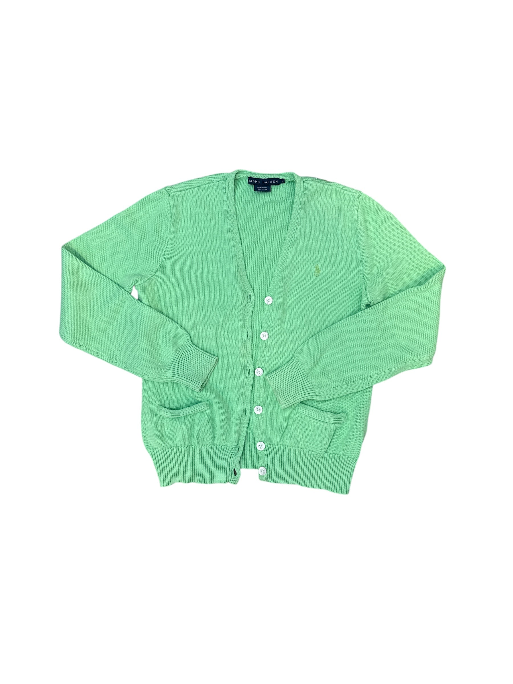 Green Ralph lauren 100% cotton cardigan, L