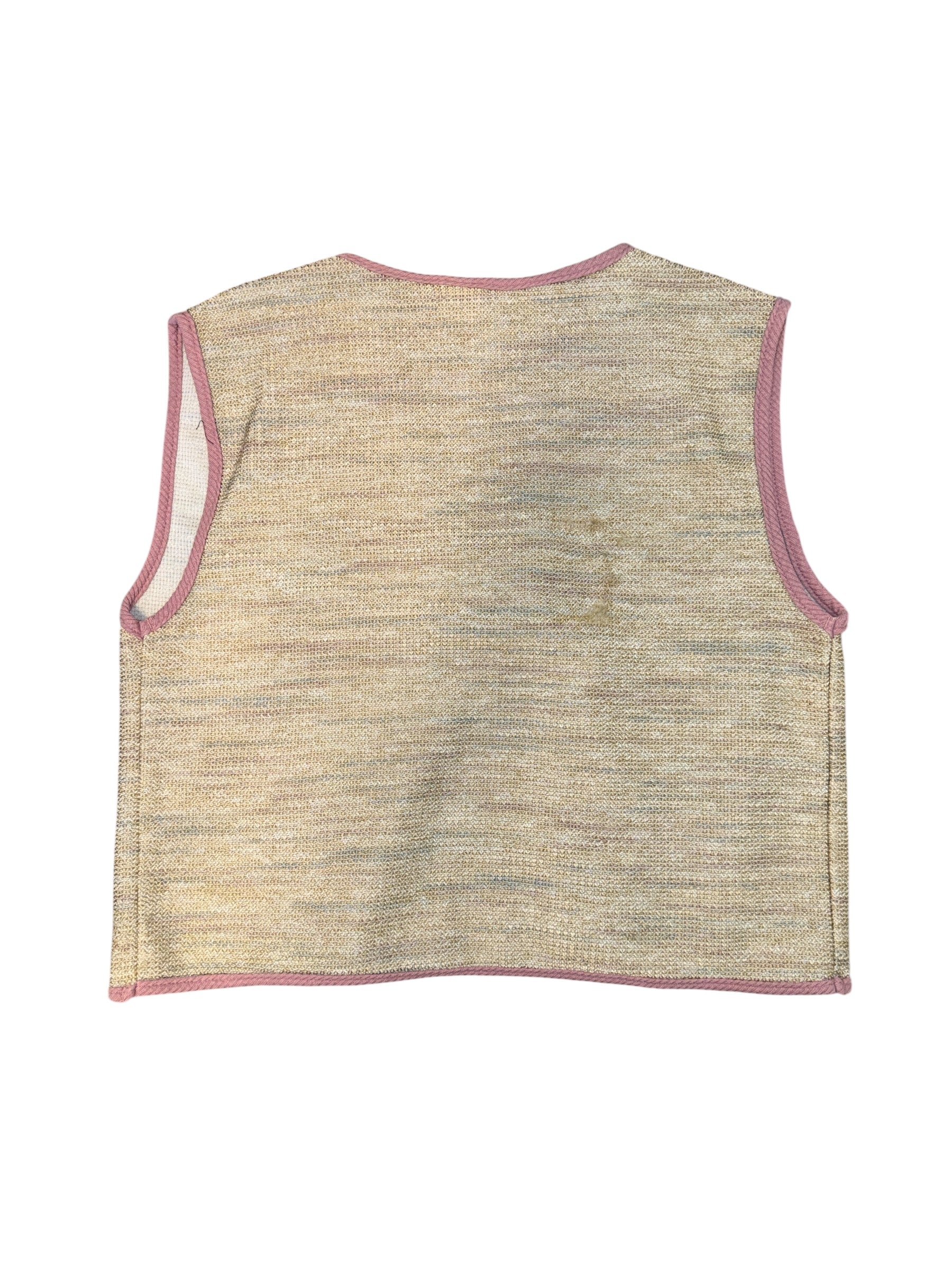 Oatmeal pink Sutton’s stichwear Vtg sweetie bear vest, L