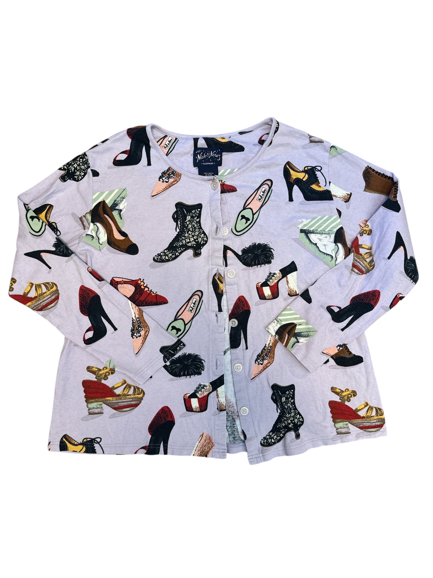 Purple Nick & nora SHOE PJ TOP CARDIGAN OMG, L