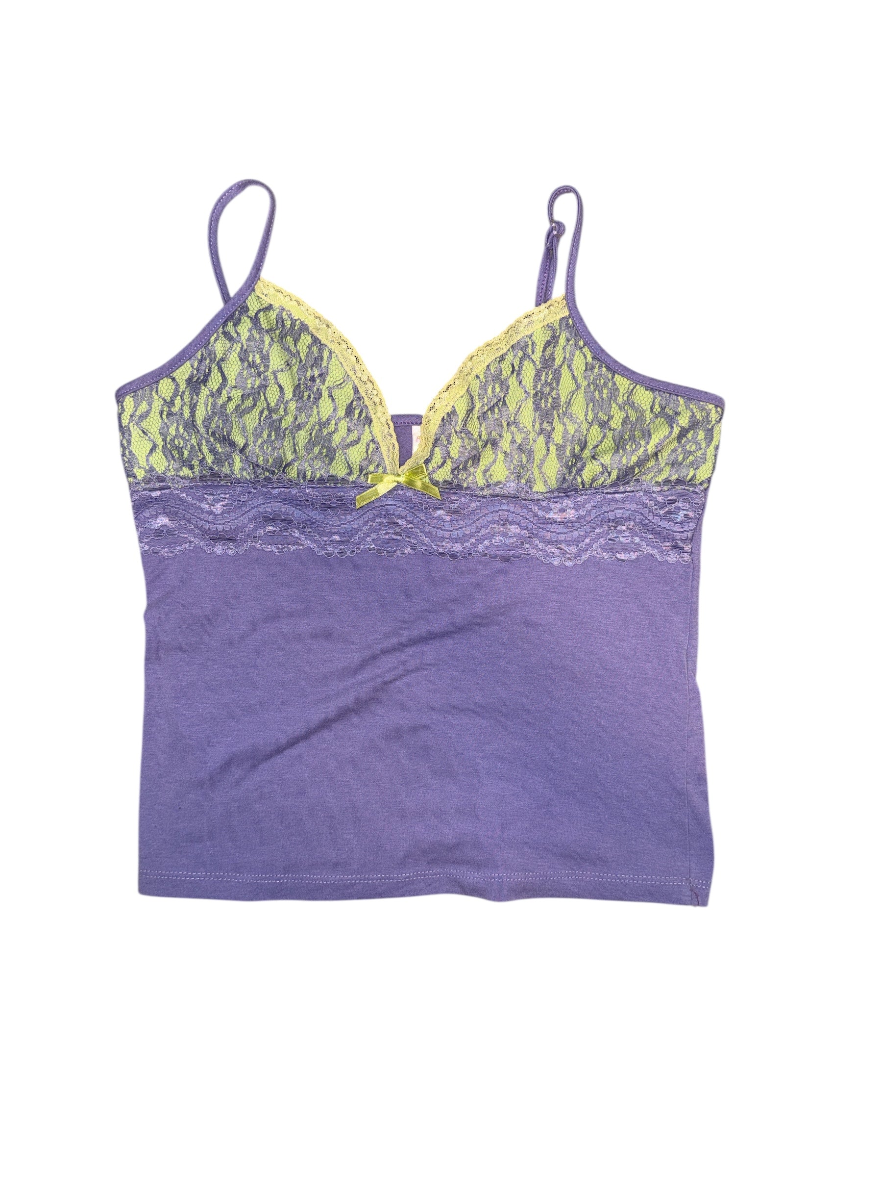 Purple green  Cotton lacey cami, Xs/s