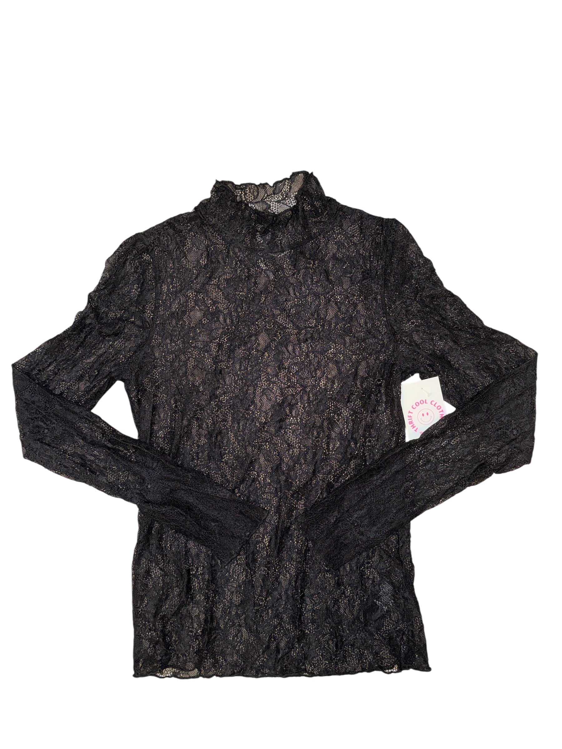 black anthropologie ls lace top, s