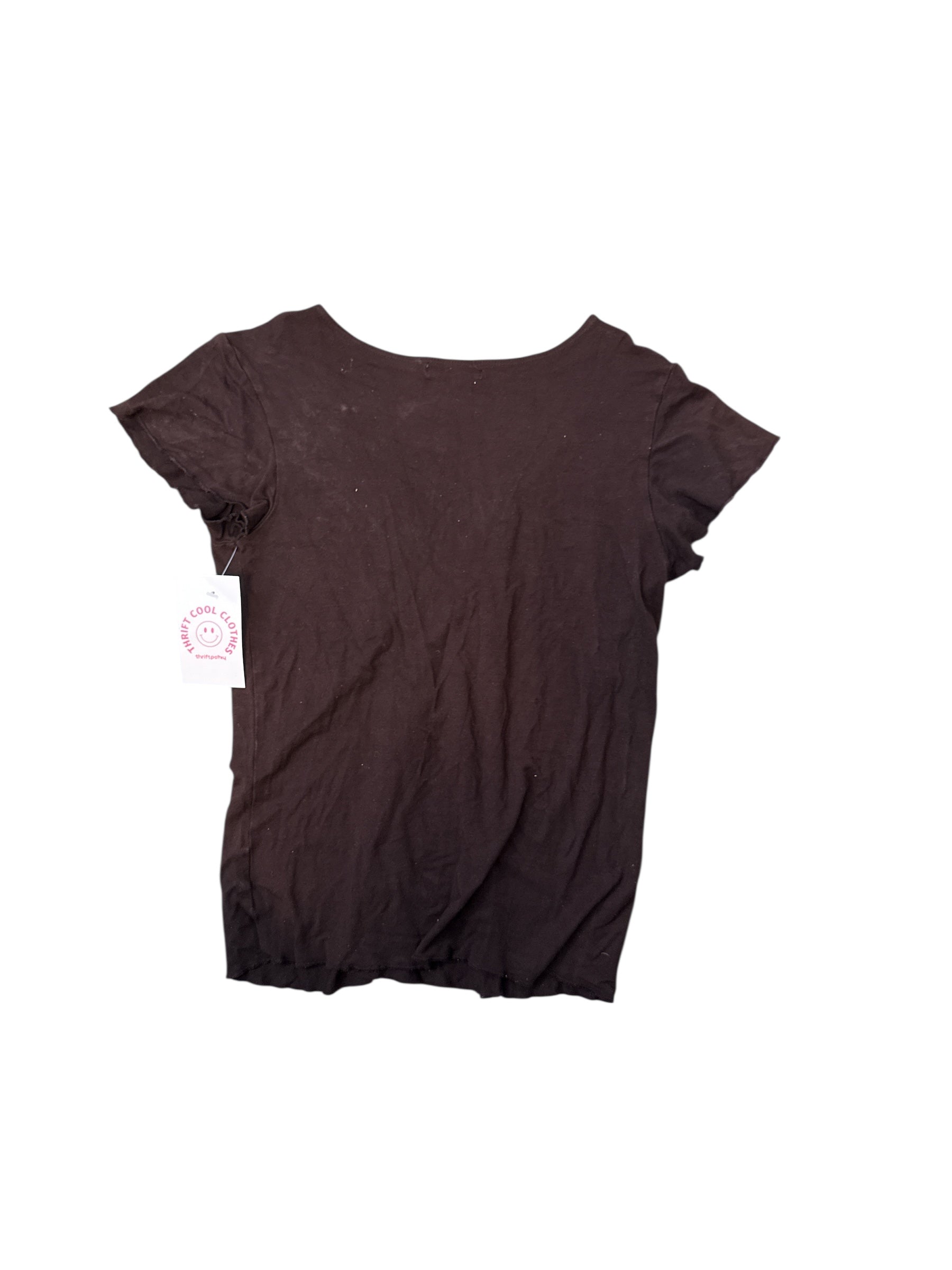 Brown Metro7 Beaded vneck ss, S